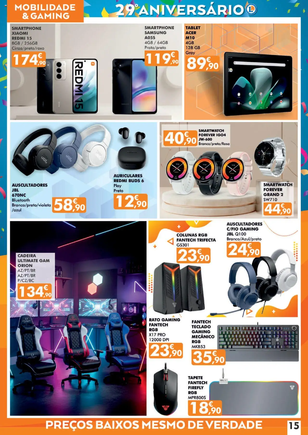 E.Leclerc - Folheto Aniversário Lamego │ válido de 16.10.2025 | Página: 15 | Produtos: Smartphone, Smartwatch, Cadeira, Tapete
