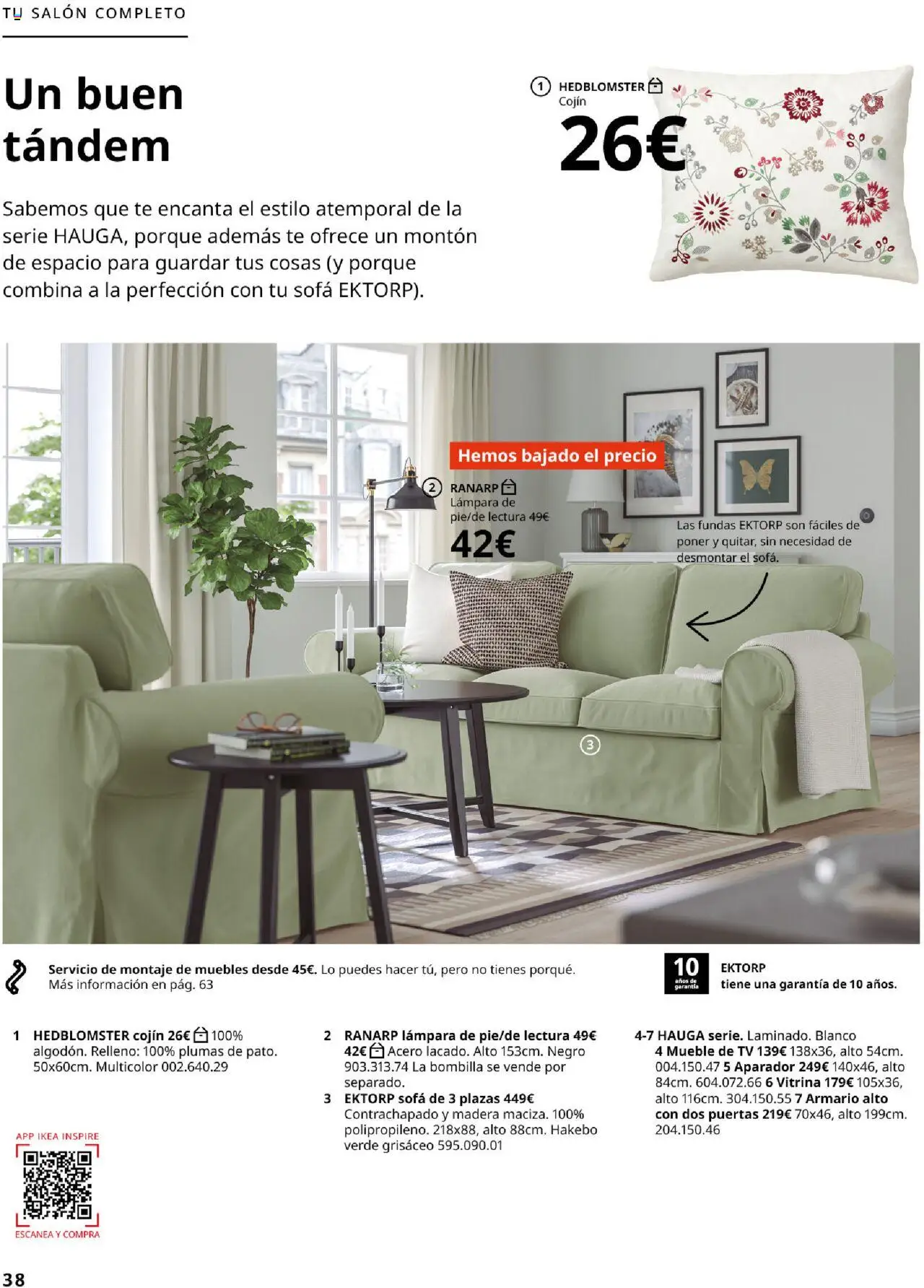 Catálogo IKEA Salones │ válido desde el 17.02.2025 | Página: 38 | Productos: Muebles, Bombilla, Cojín, Sofá