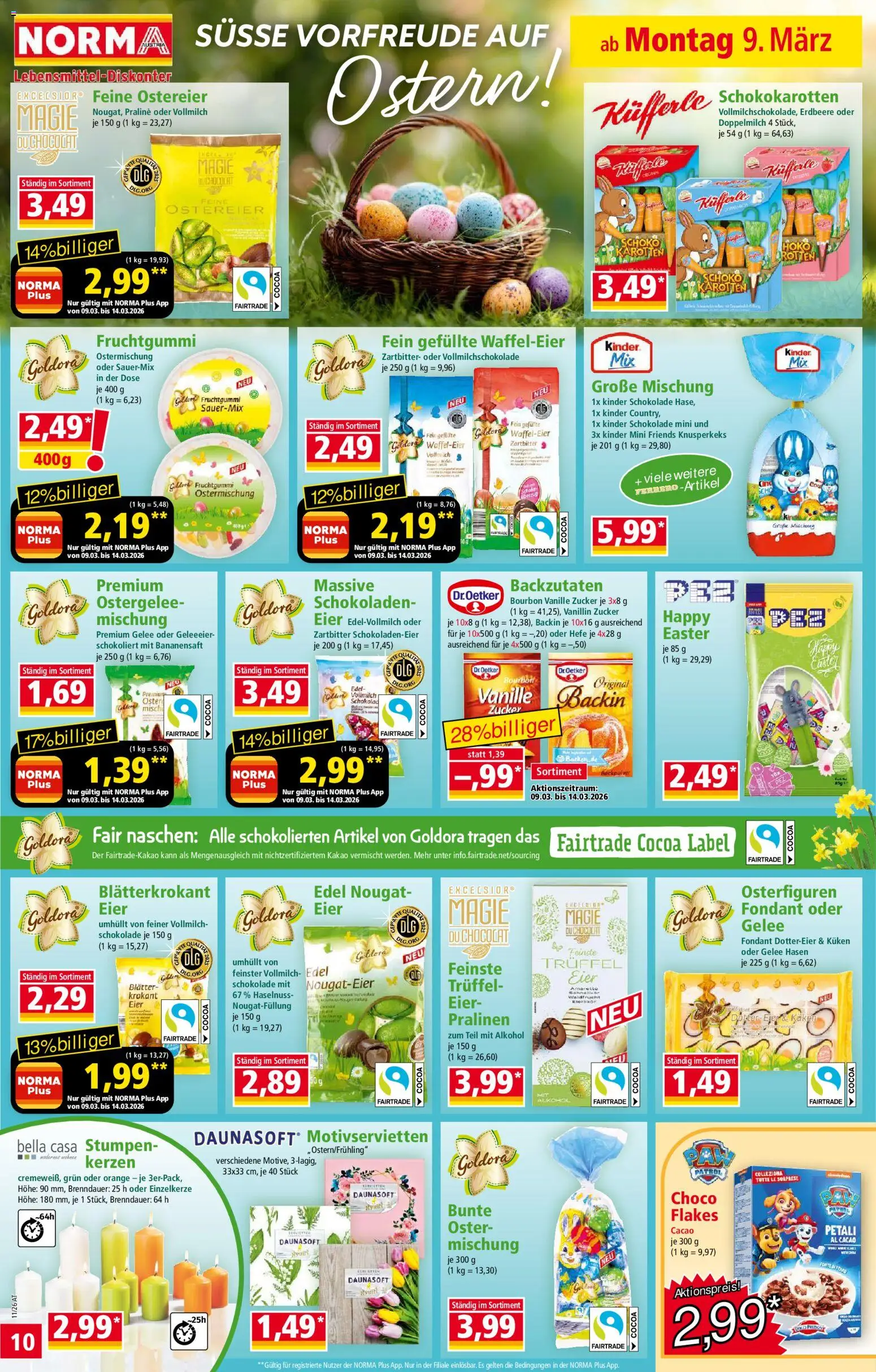 Norma Flugblatt gültig ab 09.03.2026 | Seite: 10 | Produkte: Zucker, Eier, Schokolade, Bourbon