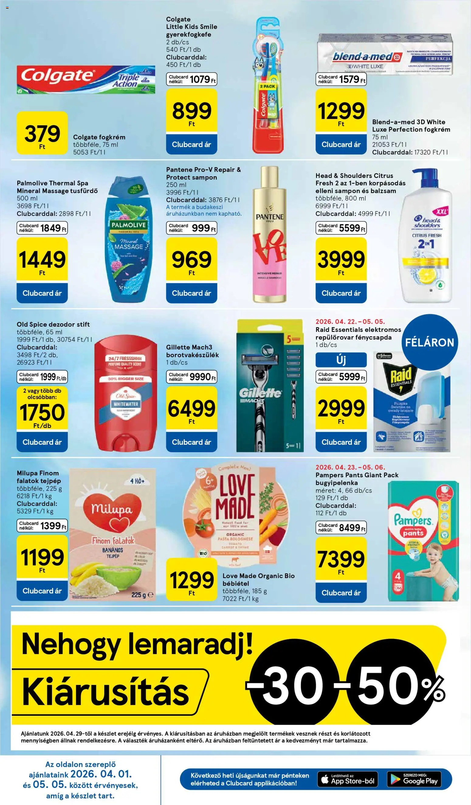 Tesco akciós ujság - amely érvényes a következő dátumtól: 29.04.2026 | Oldal: 8 | Termékek: Old spice, Pampers, Dezodor, Bébiétel