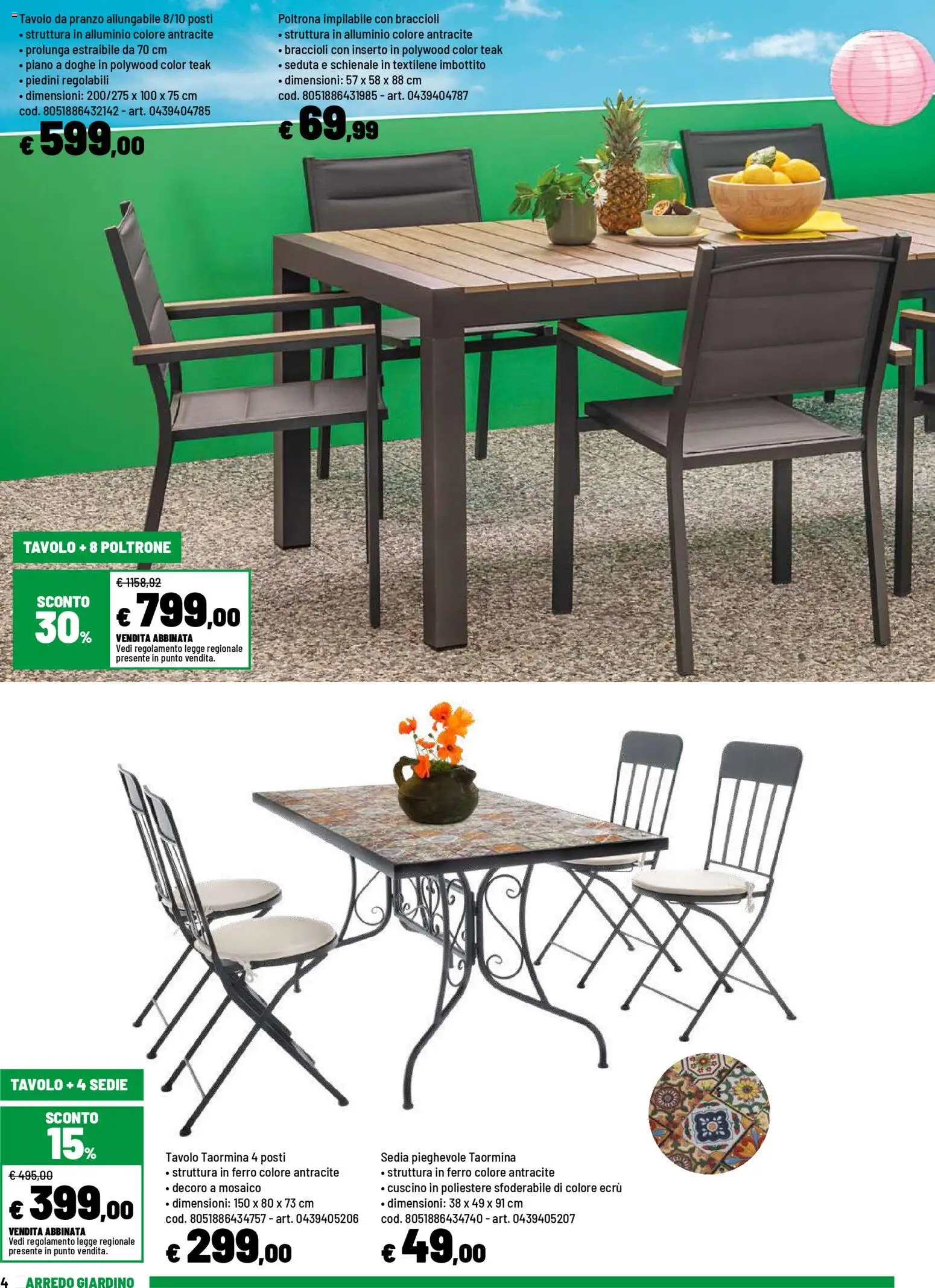 Volantino Iper del 20.04.2026 | Pagina: 4 | Prodotti: Braccioli, Alluminio, Tavolo, Sedia