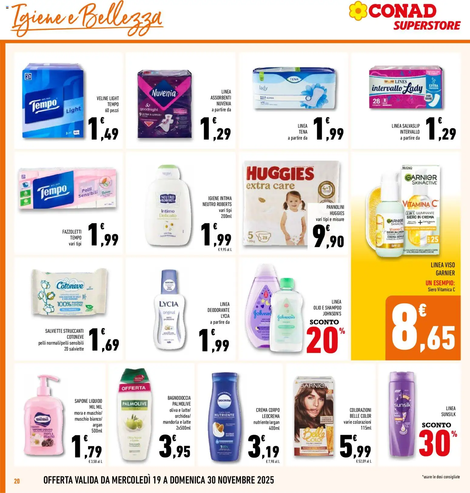 Volantino Conad del 19.11.2025 | Pagina: 20 | Prodotti: Crema, Intimo, Latte, Olio