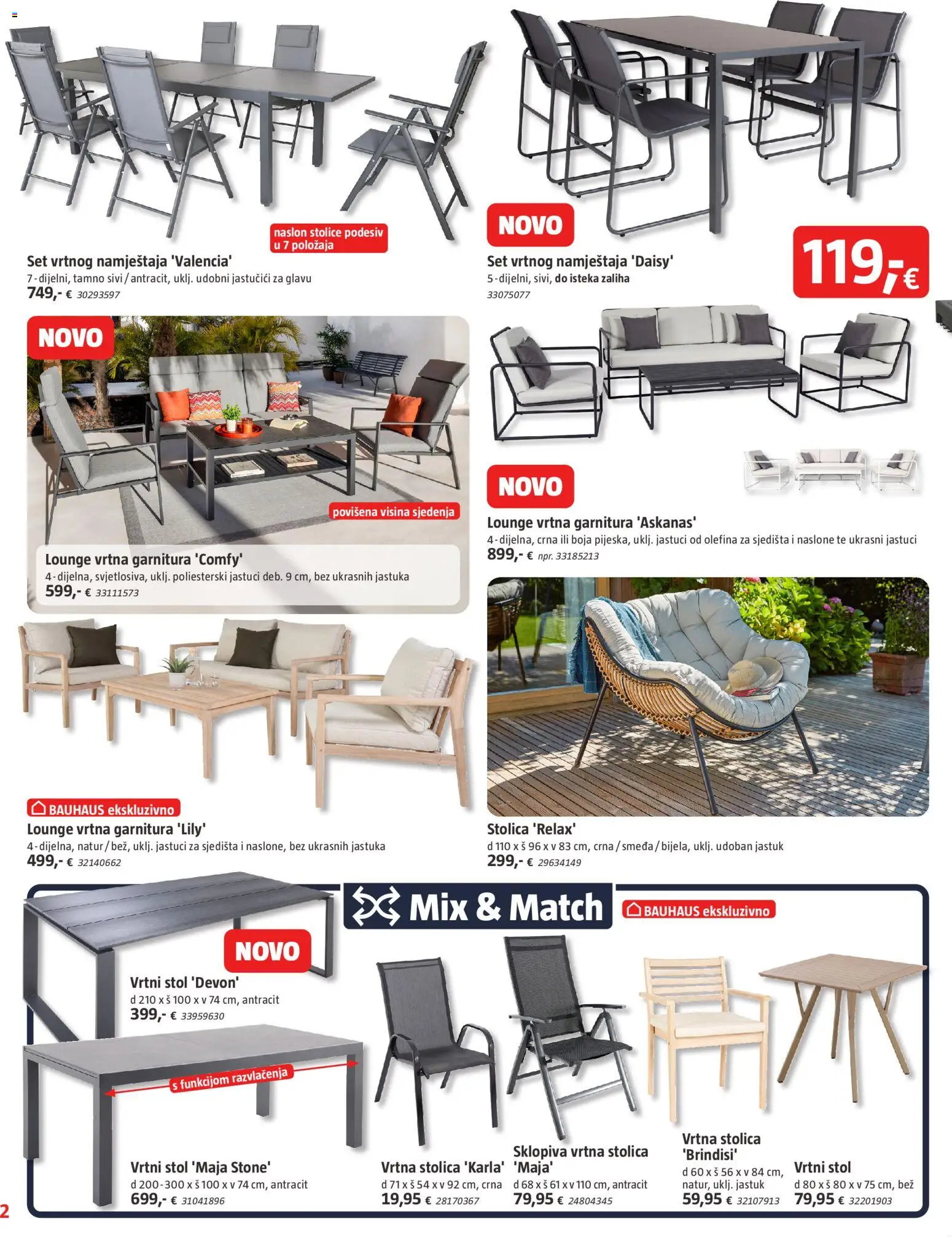 Bauhaus katalog | vrijedi od 15.04.2026 | Stranica: 2 | Proizvodi: Jastuk, Stol, Stolica, Vrtna garnitura