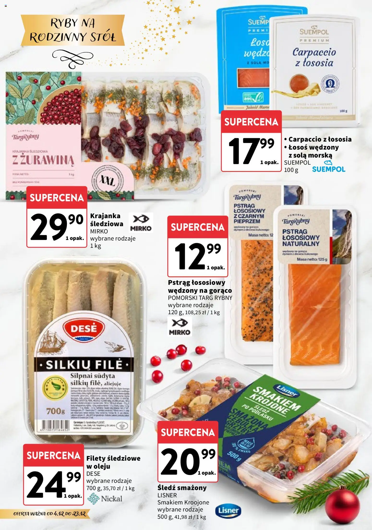 Intermarche Gazetka - Świąteczne Delikatesy od 04.12.2025 | Strona: 8 | Produkty: Śledź, Łosoś wędzony, Pstrąg łososiowy, Stół