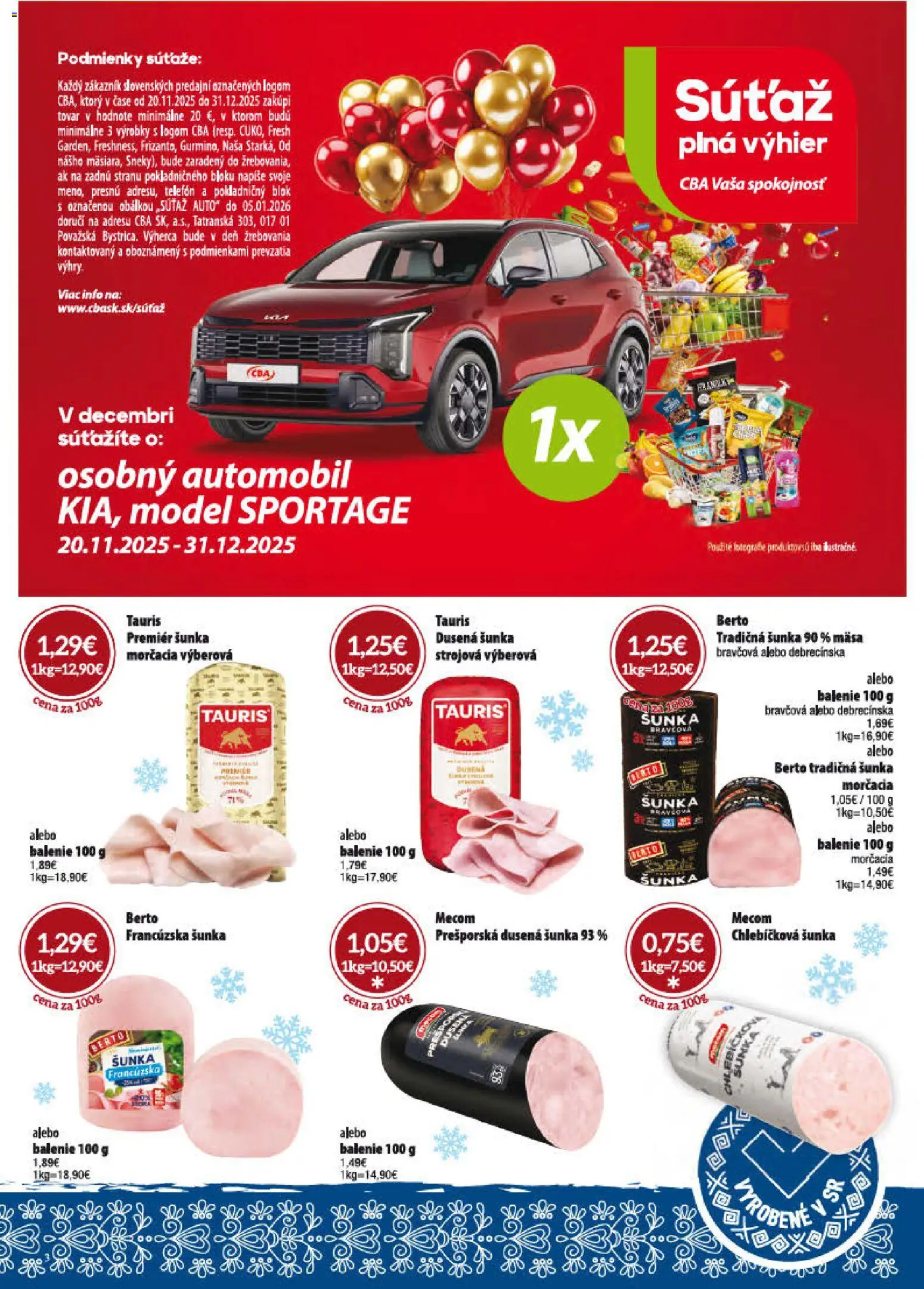 Nové CBA Verex akcie – leták je platný od 01.12.2025 | Strana: 3 | Produkty: Telefón, Šunka