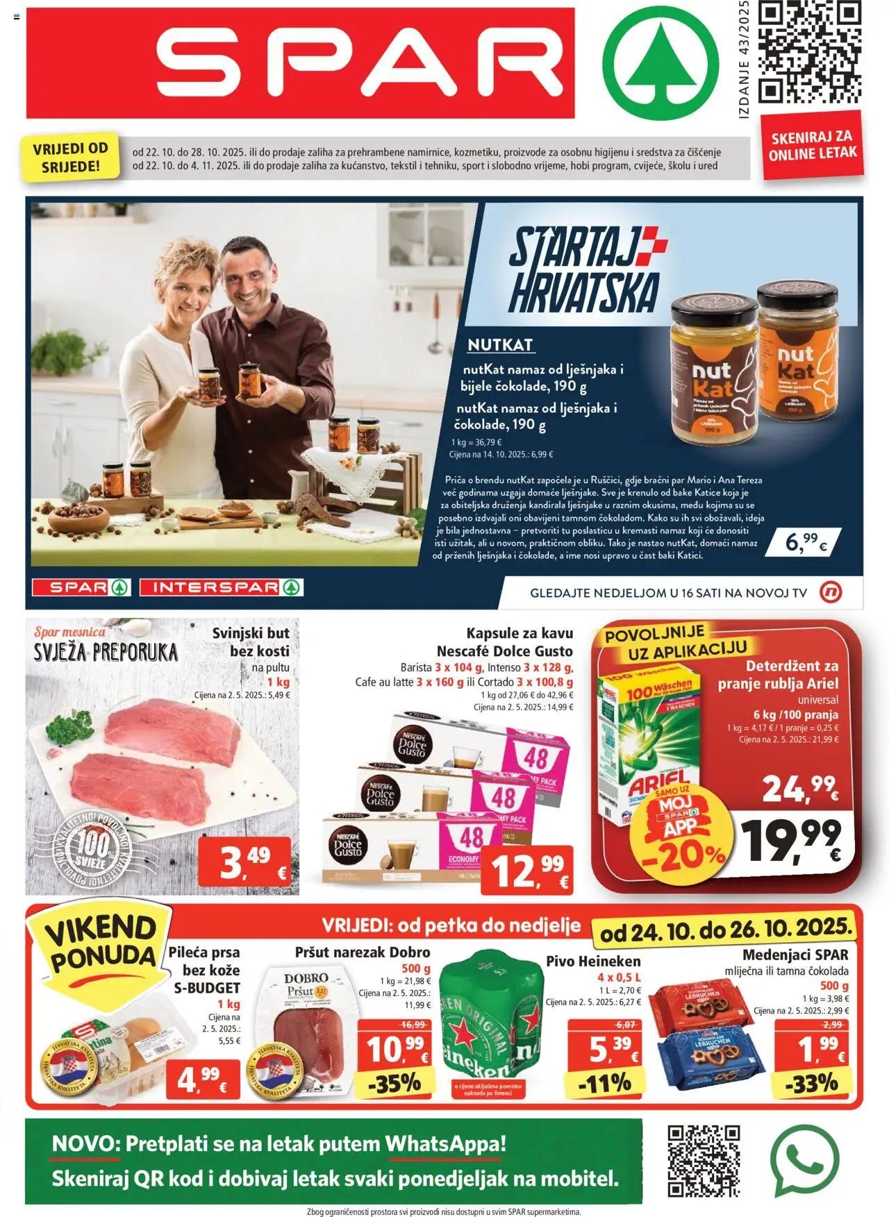 Spar katalog | vrijedi od 22.10.2025 | Stranica: 1 | Proizvodi: Čokolada, Pršut, Narezak, Ariel