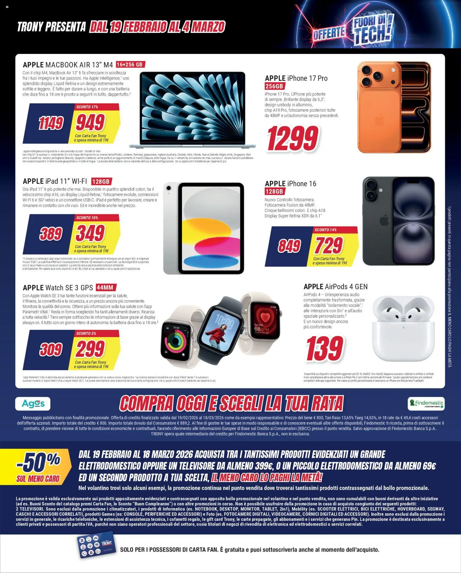 Volantino Trony del 19.02.2026 | Pagina: 20 | Prodotti: Apple Watch, Macbook, Airpods, Batteria