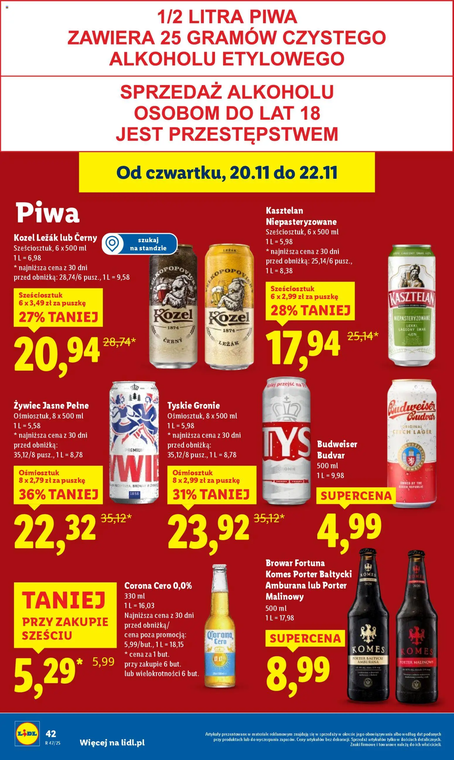 Lidl Gazetka od 20.11.2025 | Strona: 46 | Produkty: Leżak, Tyskie