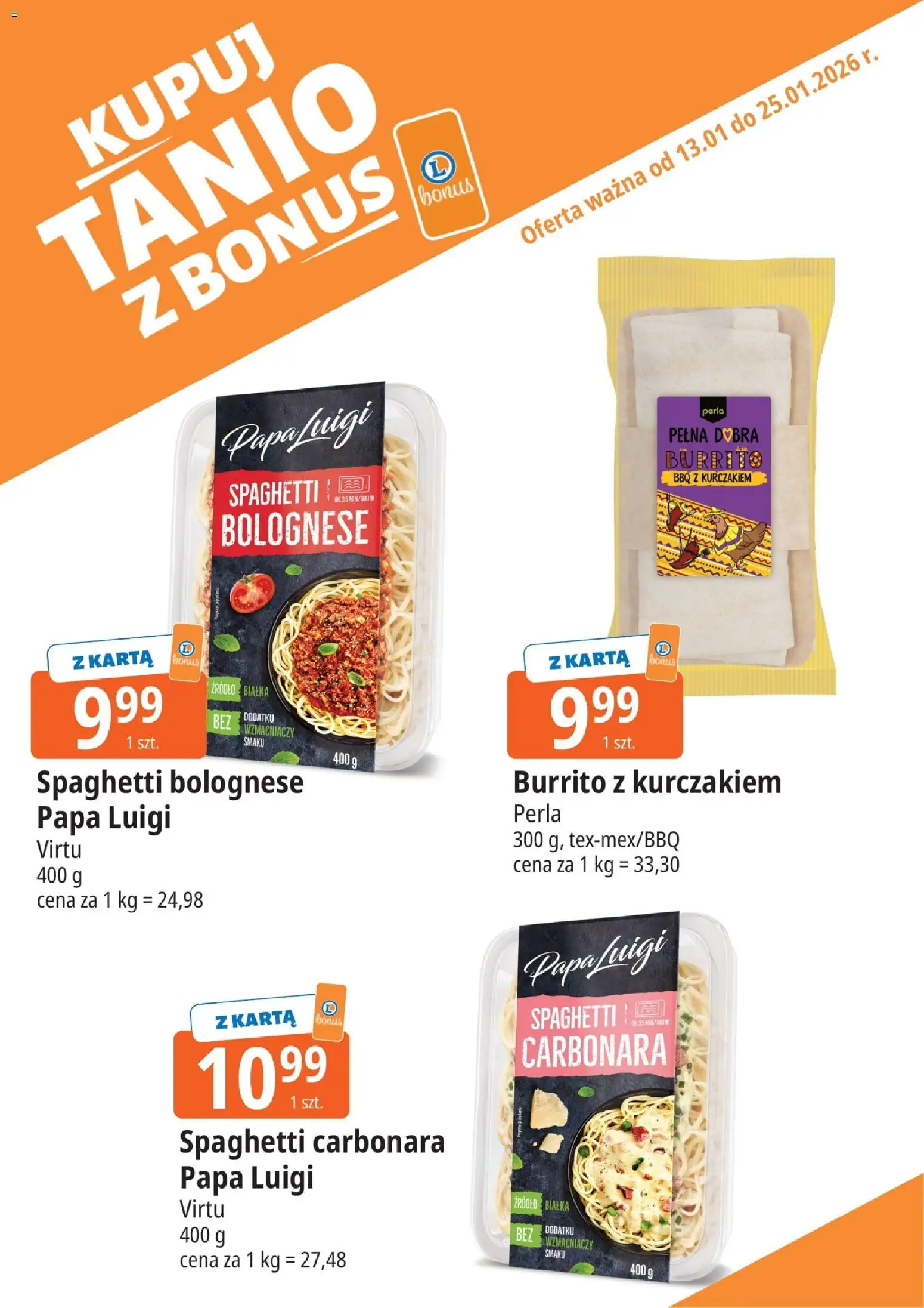 E.Leclerc Gazetka - Elbląg kupony dodatkowe od 13.01.2026 | Strona: 8 | Produkty: Karta, Carbonara