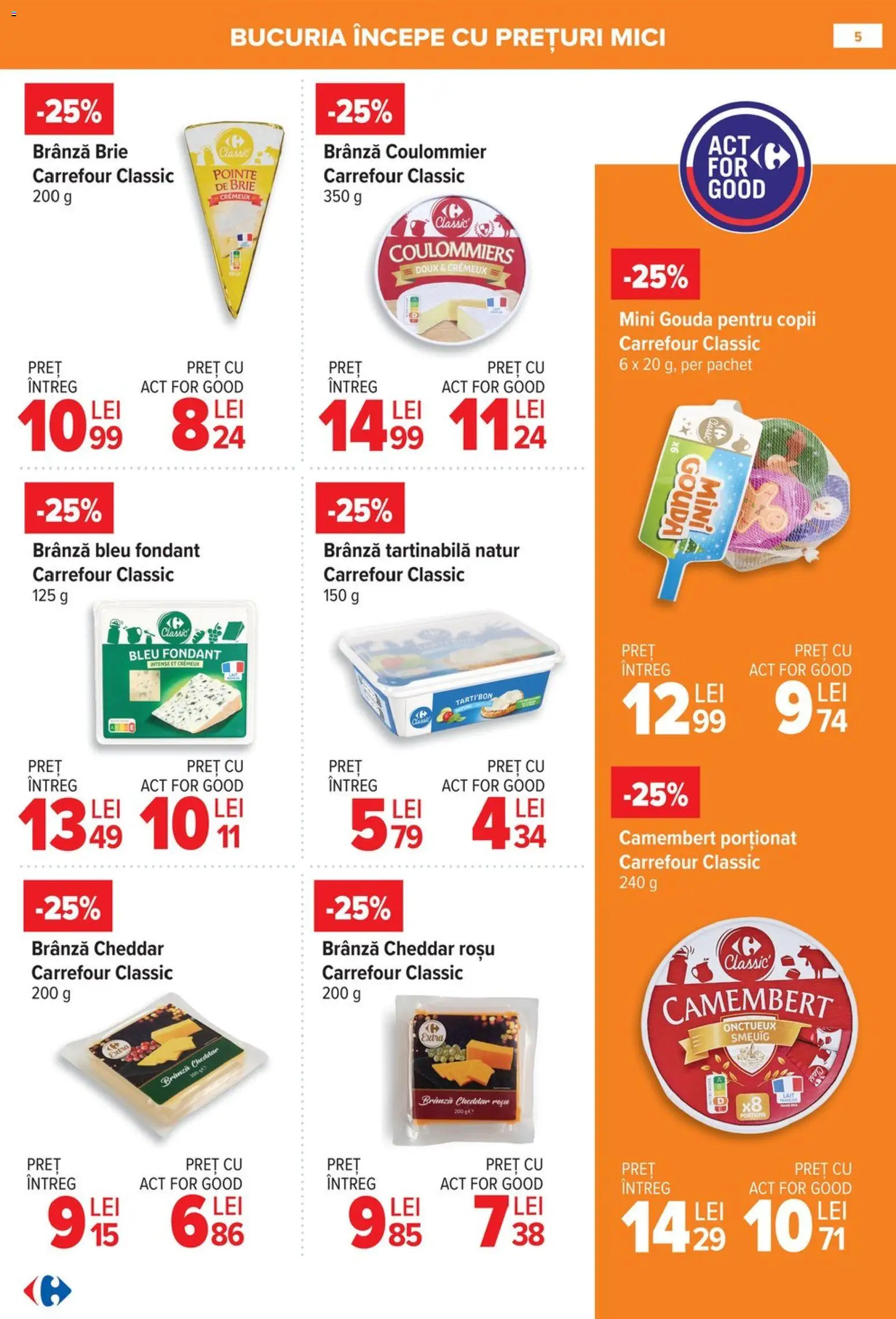 Noul catalog Carrefour – valabil de la 08.01.2026 | Pagină: 5 | Produse: Mici, Brânză, Gouda