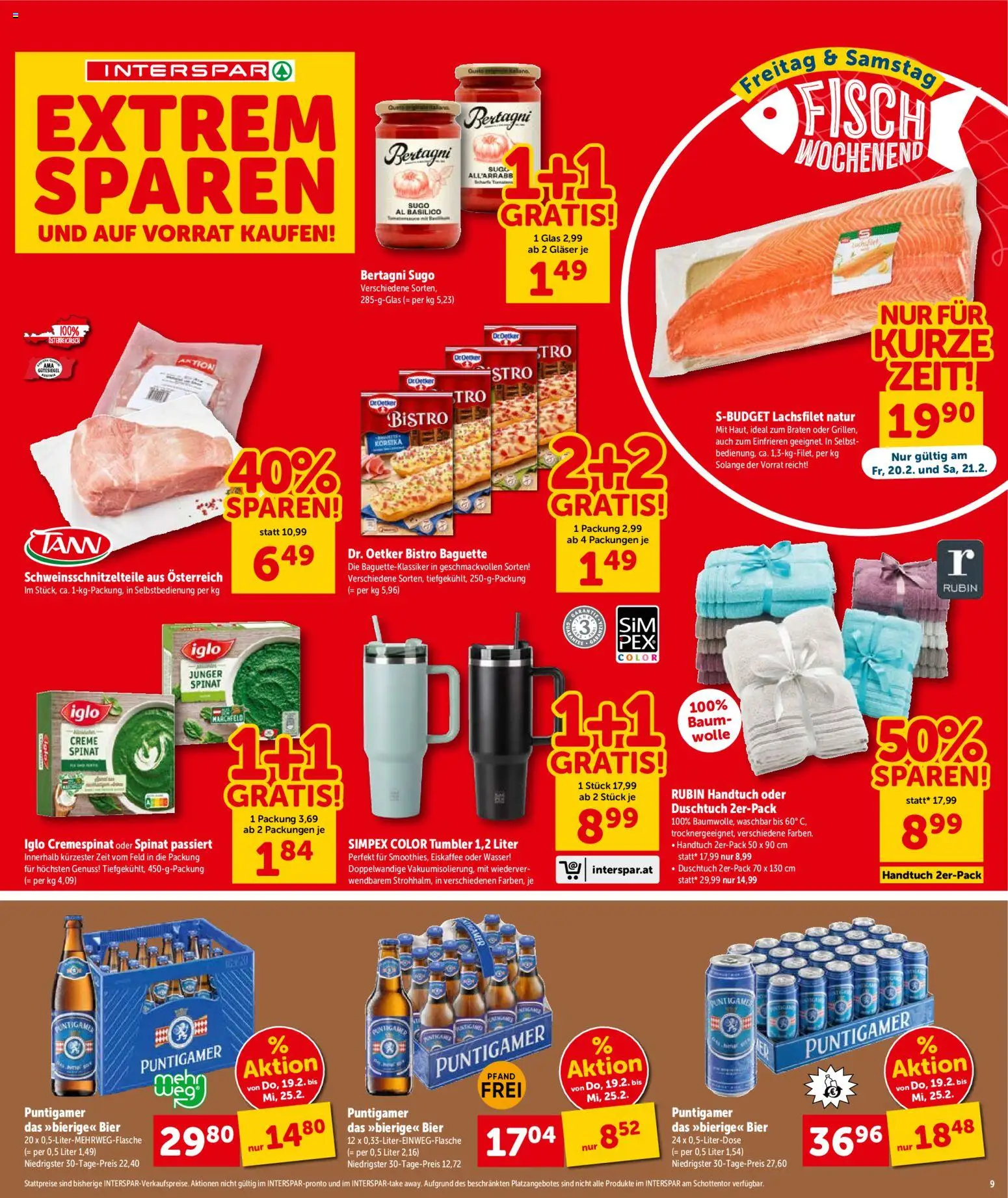 Interspar Flugblatt - Steiermark gültig ab 19.02.2026 | Seite: 10 | Produkte: Wasser, Jääkaappipakastin, Bier, Fisch