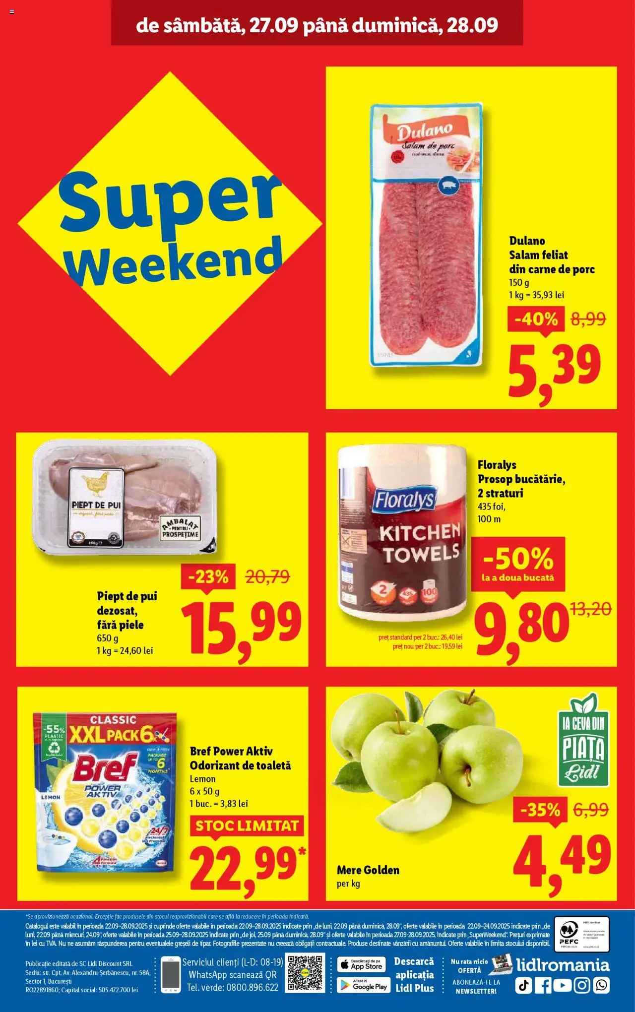 Noul catalog Lidl – valabil de la 22.09.2025 | Pagină: 72 | Produse: Toaletă, Salam, Carne De Porc, Mere