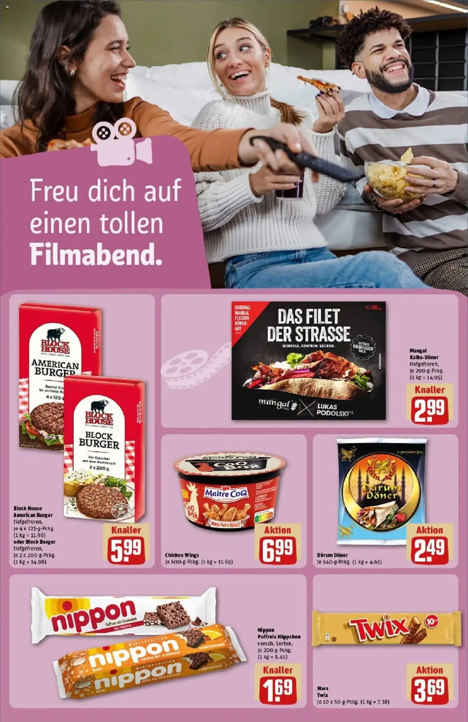 Rewe prospekt Mechernich / Kommern	 – gültig ab 23.11.2025 | Seite: 18 | Produkte: Schokolade, Burger, Twix, Fleisch