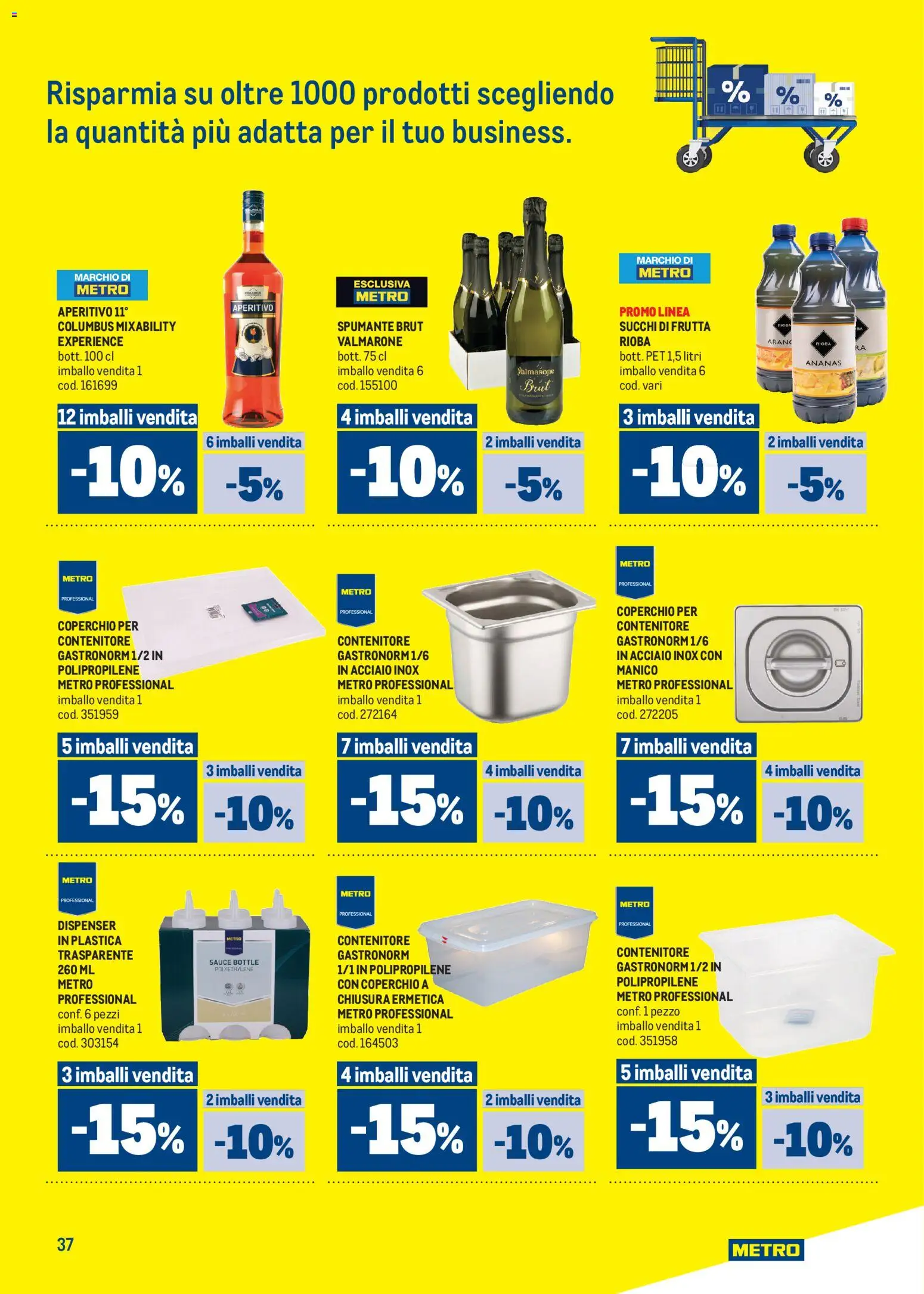 Volantino Metro volantino del 19.03.2026 | Pagina: 37 | Prodotti: Frutta, Spumante, Contenitore, Aperitivo