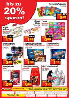 Wurstico Abholmarkt Flugblatt gültig ab 14.08.2025 | Seite: 4 | Produkte: Zucker, Kaffee, Schokolade, Waschmittel
