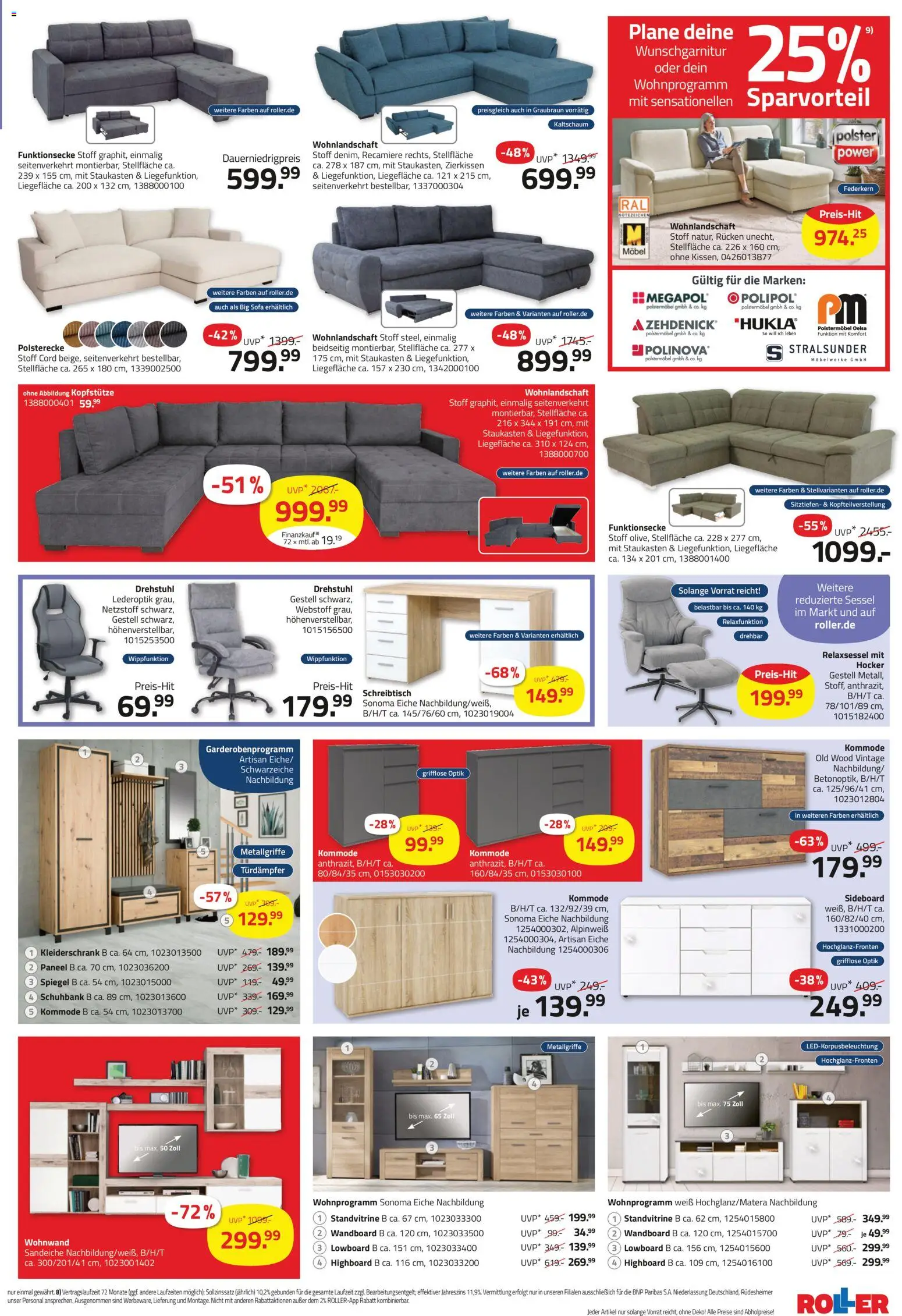 Roller Prospekt 	 – gültig ab 26.04.2026 | Seite: 7 | Produkte: Sideboard, Wohnlandschaft, Sofa, Spiegel