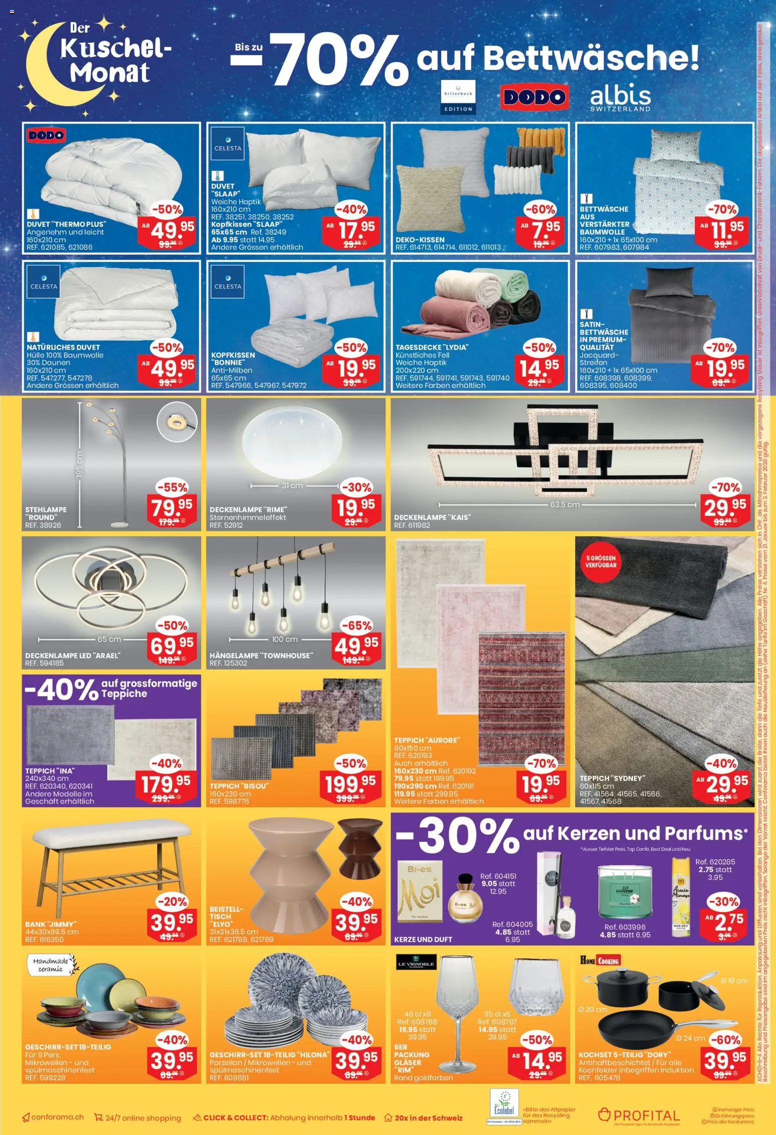 Conforama Aktionen – gültig ab 21.01.2026 | Seite: 8 | Produkte: Tagesdecke, Duft, Top, Bettwäsche
