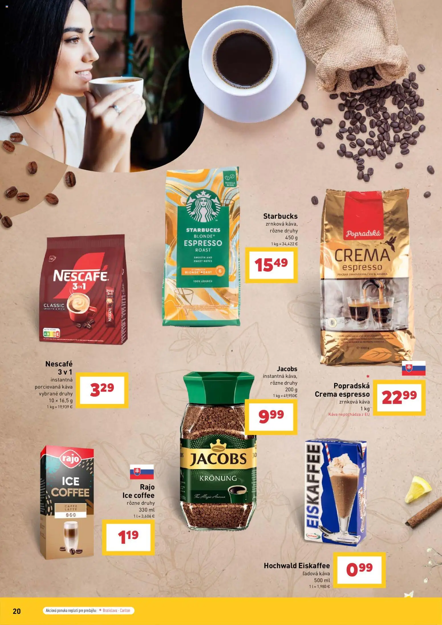 Nové Billa akcie – leták je platný od 29.04.2026 | Strana: 20 | Produkty: Káva, Jacobs Krönung, Zrnková káva