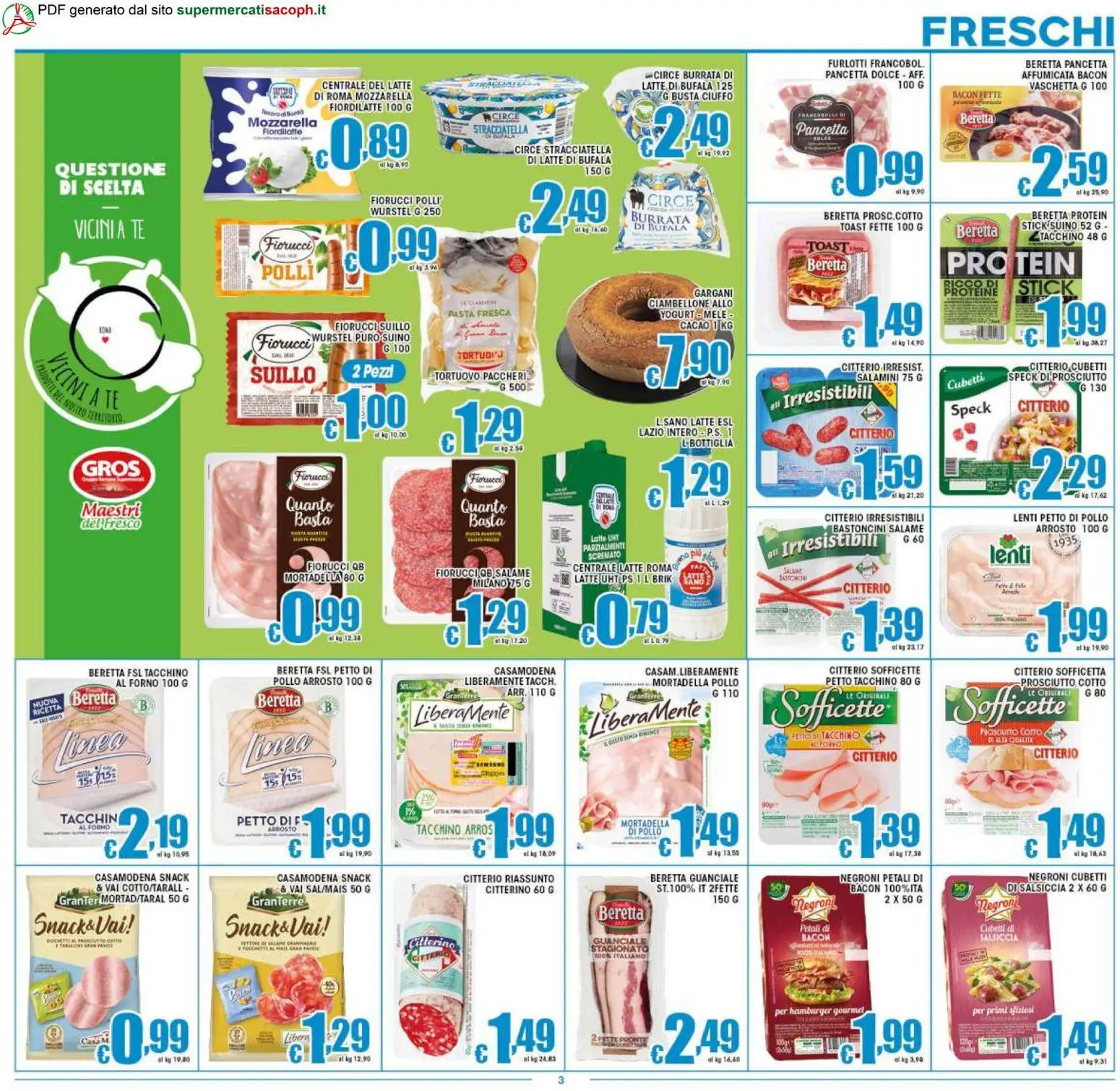 Volantino Sacoph del 07.04.2026 | Pagina: 3 | Prodotti: Salame, Pancetta, Latte, Wurstel