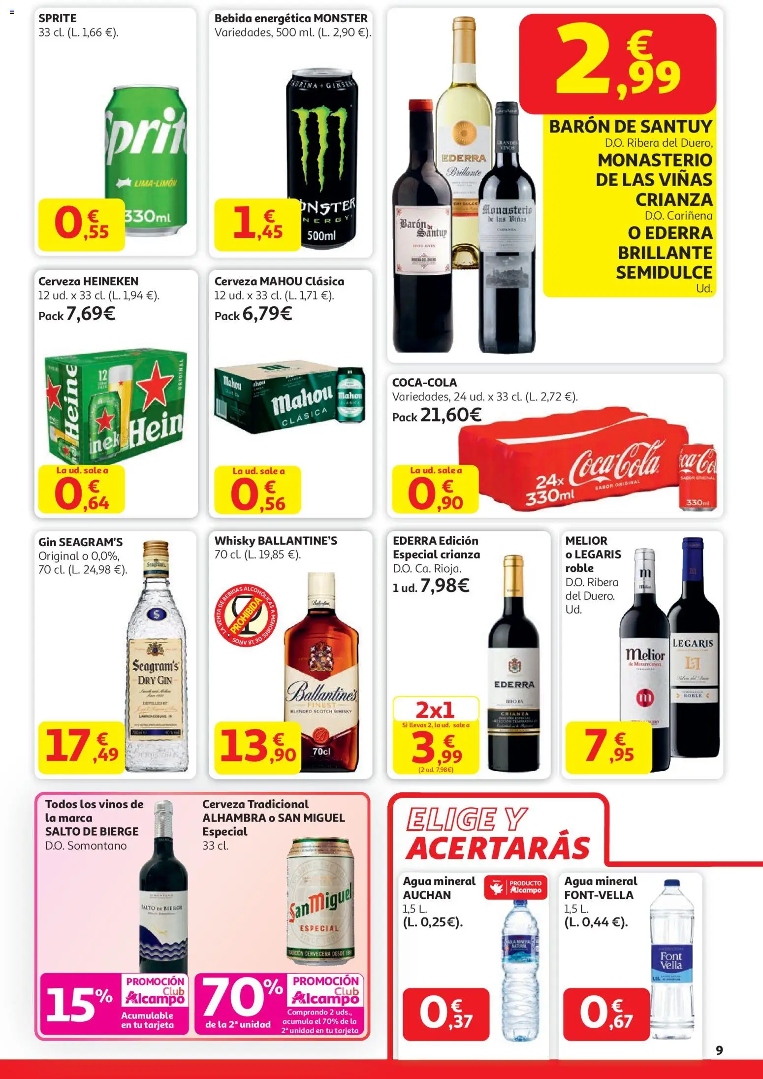 Alcampo - HP Unico │ válido desde el 15.01.2026 | Página: 9 | Productos: Cerveza, Πρίζες, Whisky, Σπανάκι