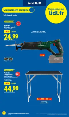 LIDL - Prévisualisation de Parkside® Scie sabre sans fil, Scie sabre sans fil. Vitesse: 0-3 100 tr/min Longueur de course: 23 mm valide à partir de 08.01.2026 | Page: 78 | Produits: Table