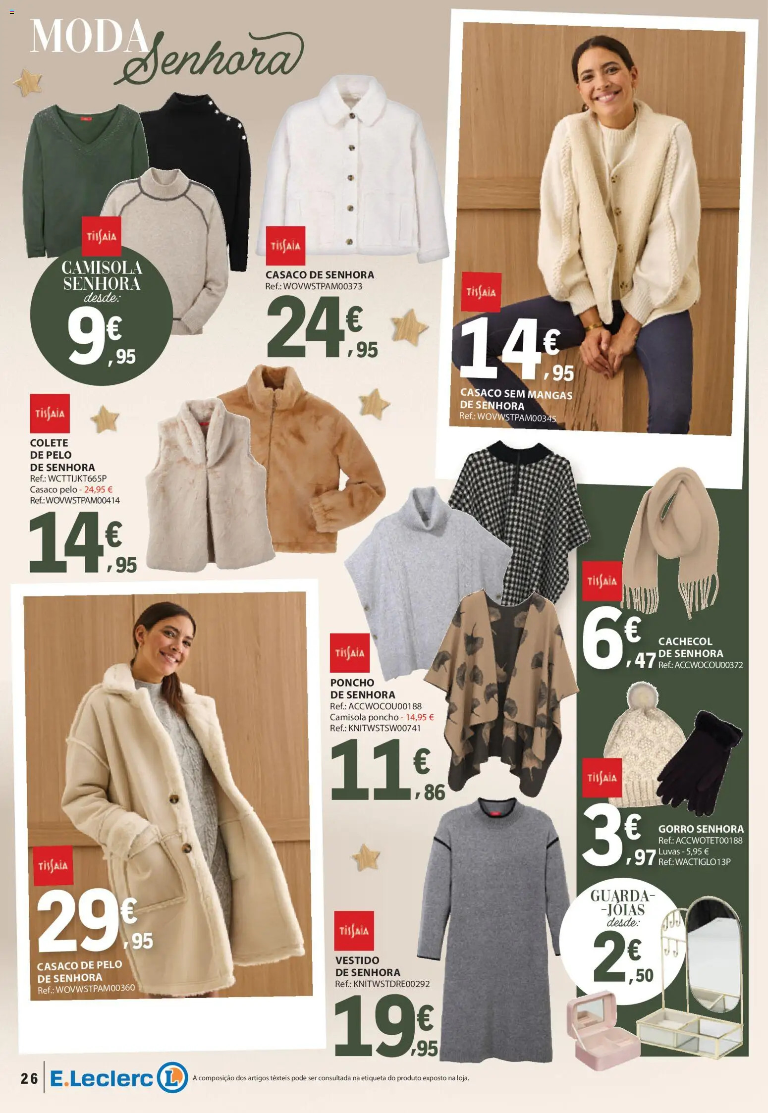 E.Leclerc - Folheto Natal │ válido de 04.11.2025 | Página: 26 | Produtos: Luvas, Vestido, Colete, Gorro