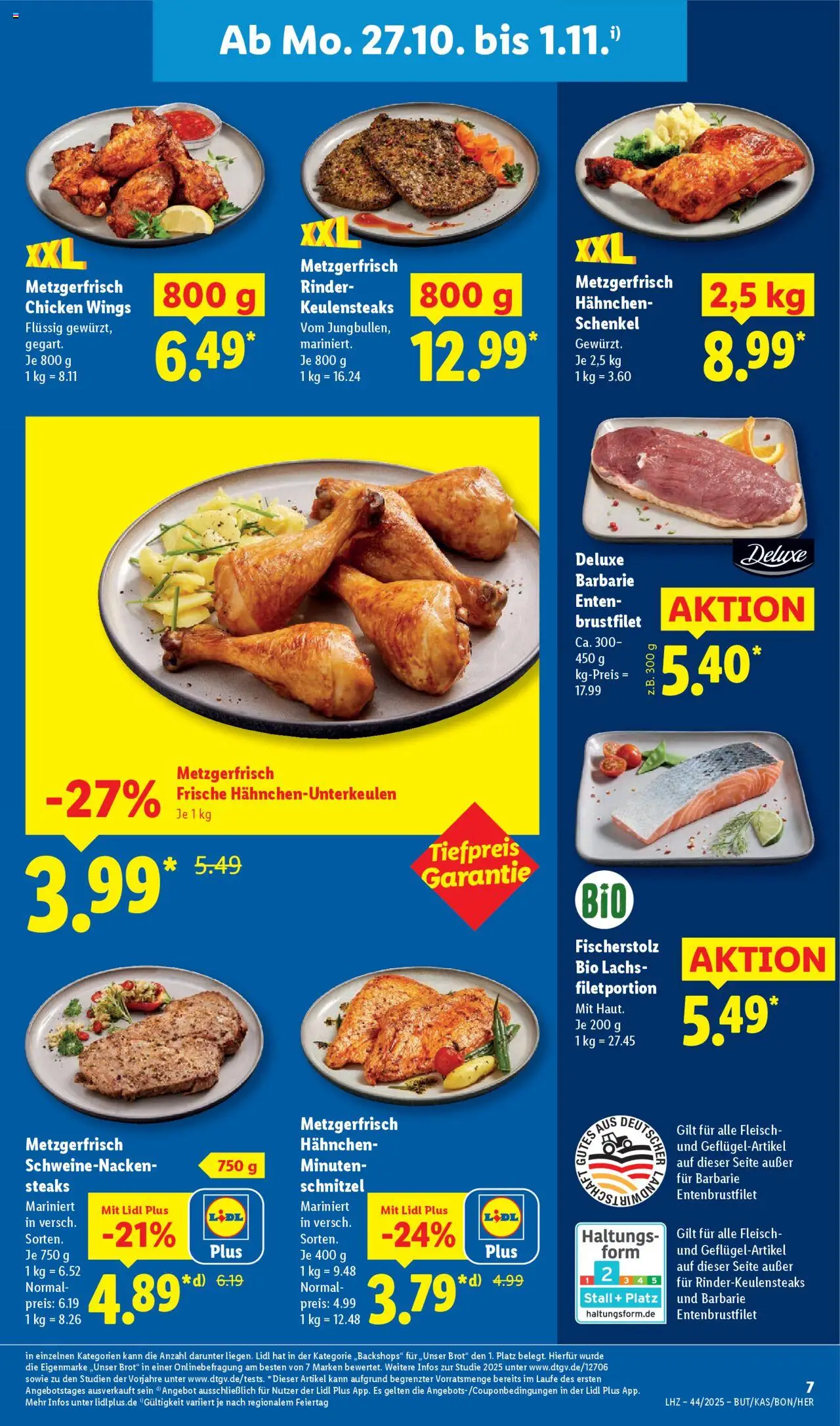 Lidl Prospekt Bestwig – gültig ab 27.10.2025 | Seite: 19 | Produkte: Hahnchen, Schnitzel, Lachs, Fleisch