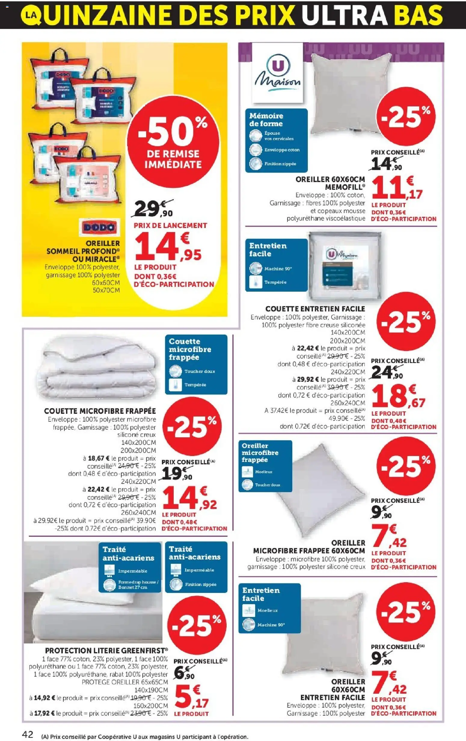 {H1} | Page: 42 | Produits: Bonnet, Coton, Mousse, Oreiller