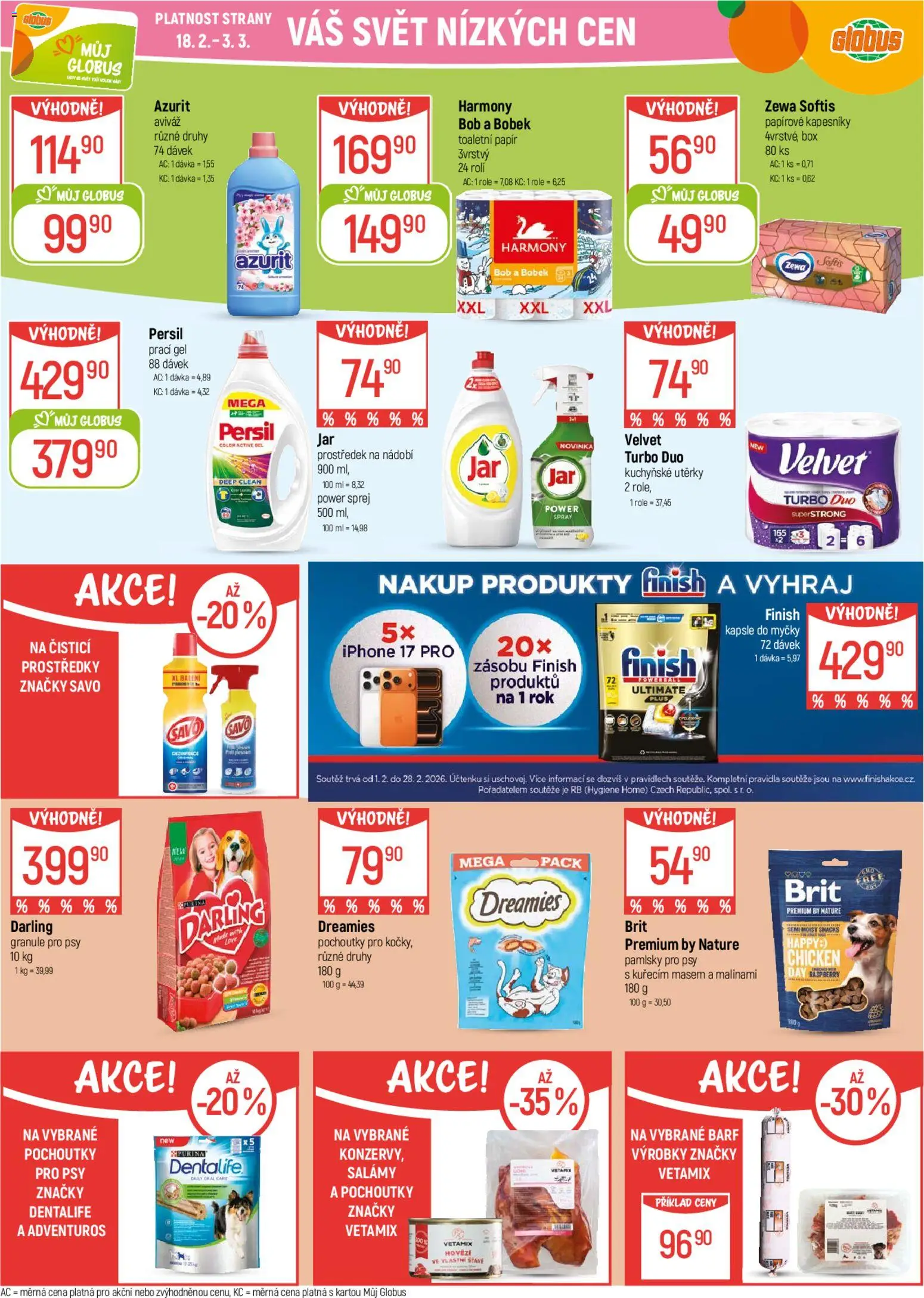 Globus leták od 18.02.2026 | Strana: 32 | Produkty: Granule pro psy, Granule, Utěrky, Darling