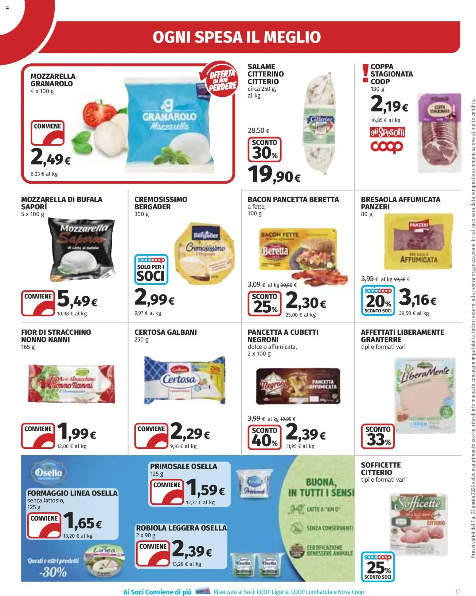 Volantino Ipercoop del 07.04.2026 | Pagina: 17 | Prodotti: Pancetta, Mozzarella, Data, Stracchino