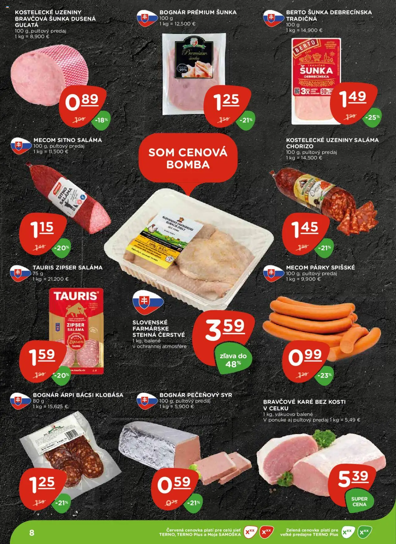 Terno leták │ platný od 07.08.2025 | Strana: 8 | Produkty: Saláma, Šunka, Klobása, Bravčové karé