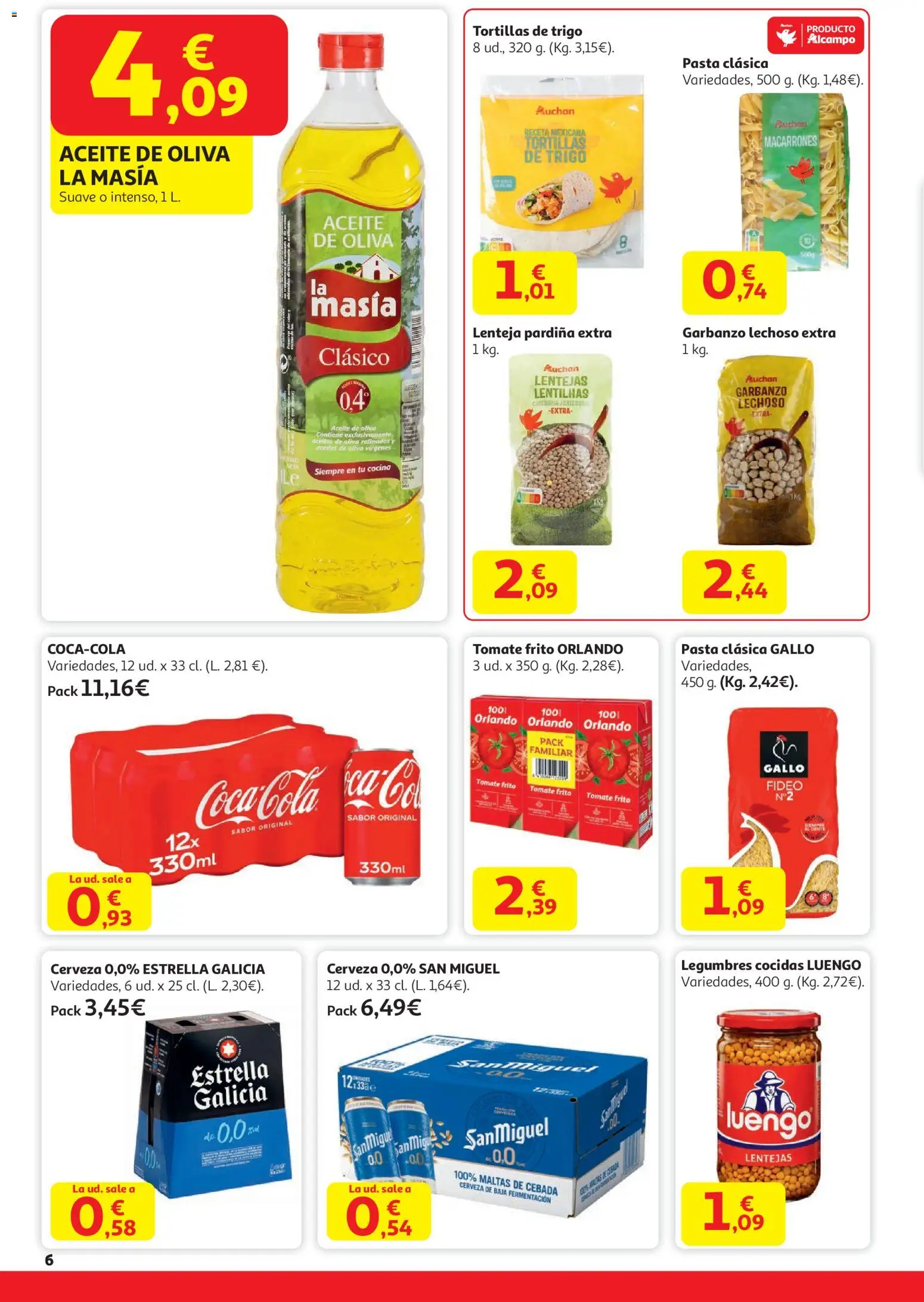 Alcampo - Supermercado Mad │ válido desde el 15.01.2026 | Página: 6 | Productos: Aceite, Cerveza, Pasta, Aceite de oliva