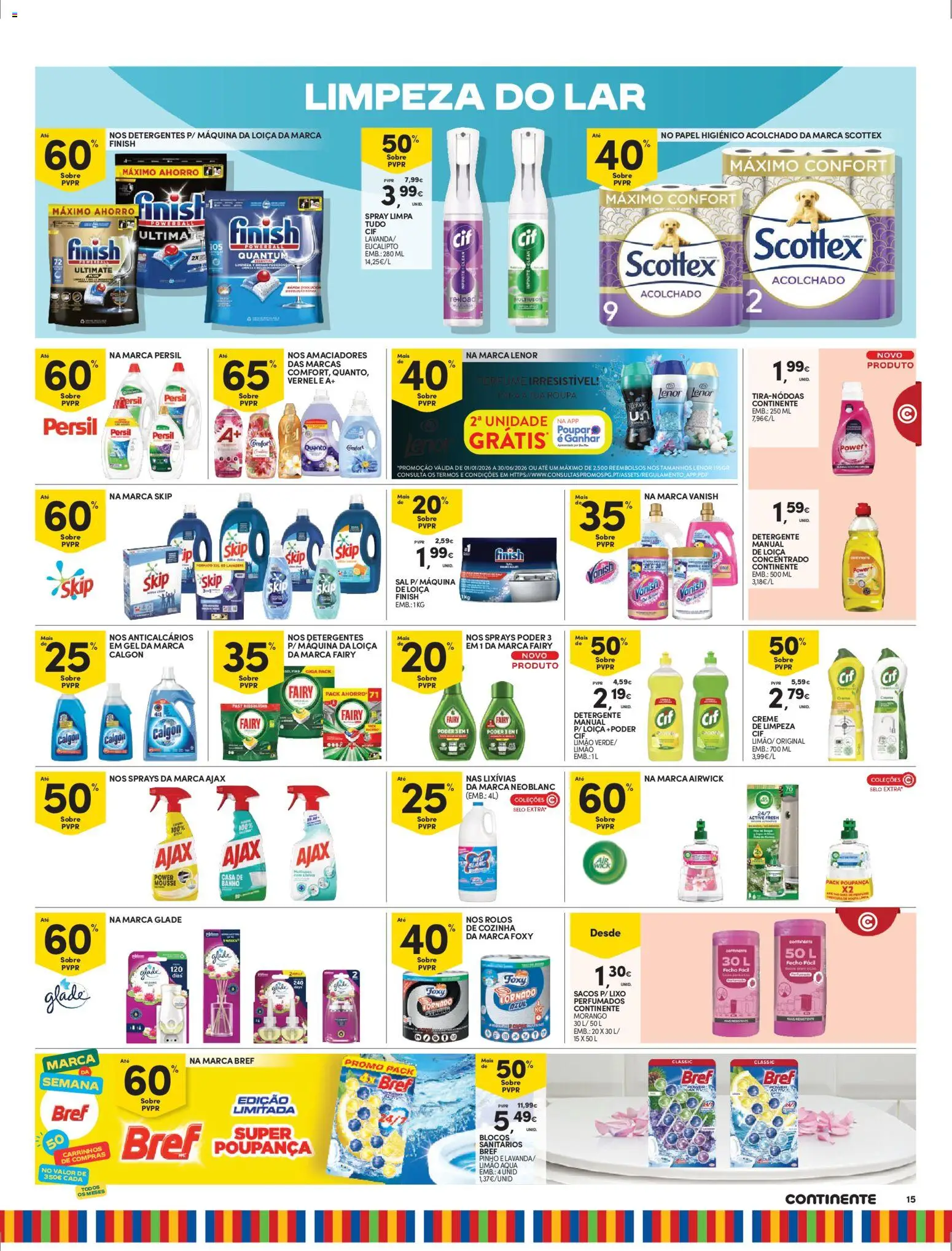 Continente - Madeira │ válido de 17.02.2026 | Página: 15 | Produtos: Papel higiénico, Detergente, Casa de banho, Banho