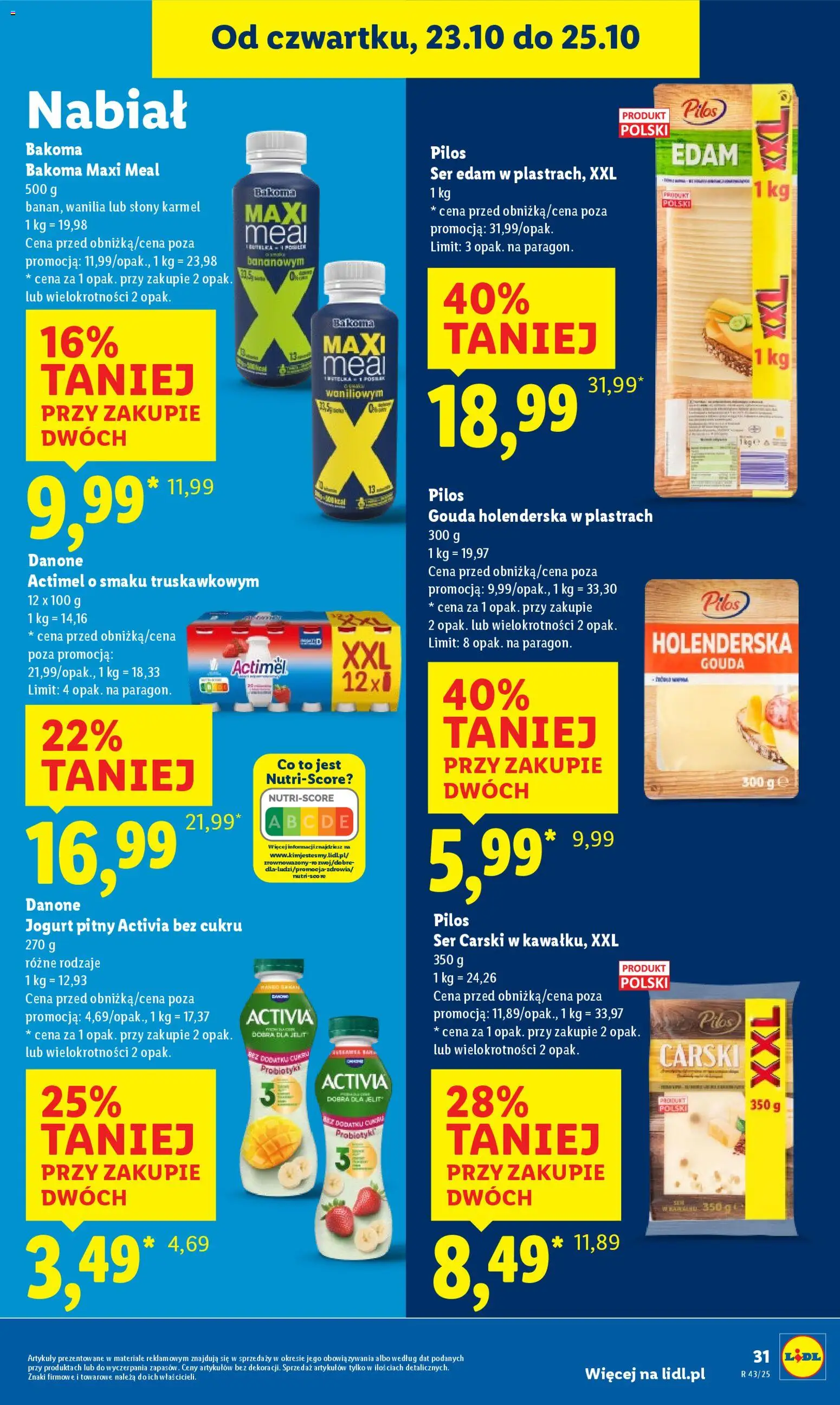 Lidl Gazetka od 23.10.2025 | Strona: 35 | Produkty: Jogurt pitny, Ser, Jogurt