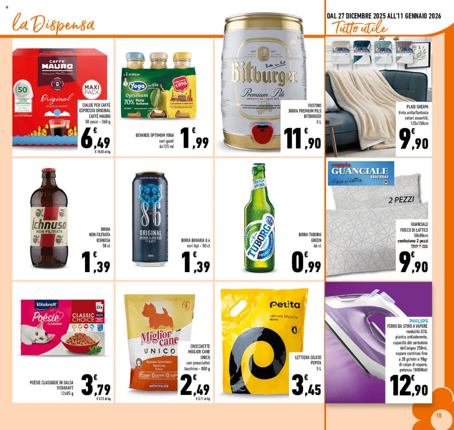 Volantino Conad del 27.12.2025 | Pagina: 19 | Prodotti: Plaid, Caffè, Tacchino, Crocchette