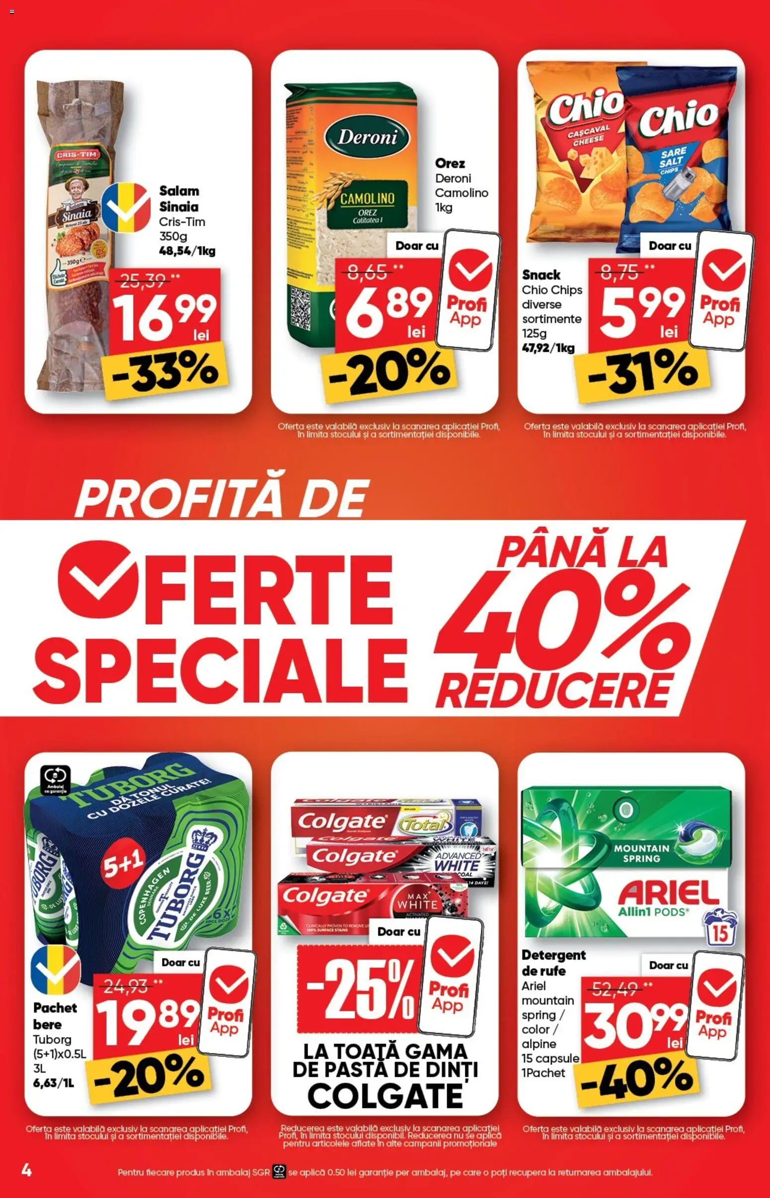 Noul catalog Profi – valabil de la 18.02.2026 | Pagină: 4 | Produse: Salam, Pastă de dinți, Detergent, Sare