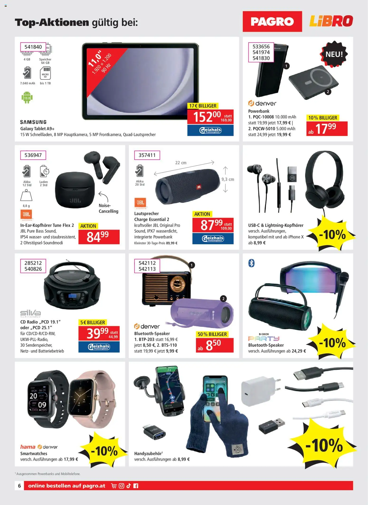 Libro Flugblatt gültig ab 08.01.2026 | Seite: 6 | Produkte: Wasser, Tablet, Lautsprecher, Iphone
