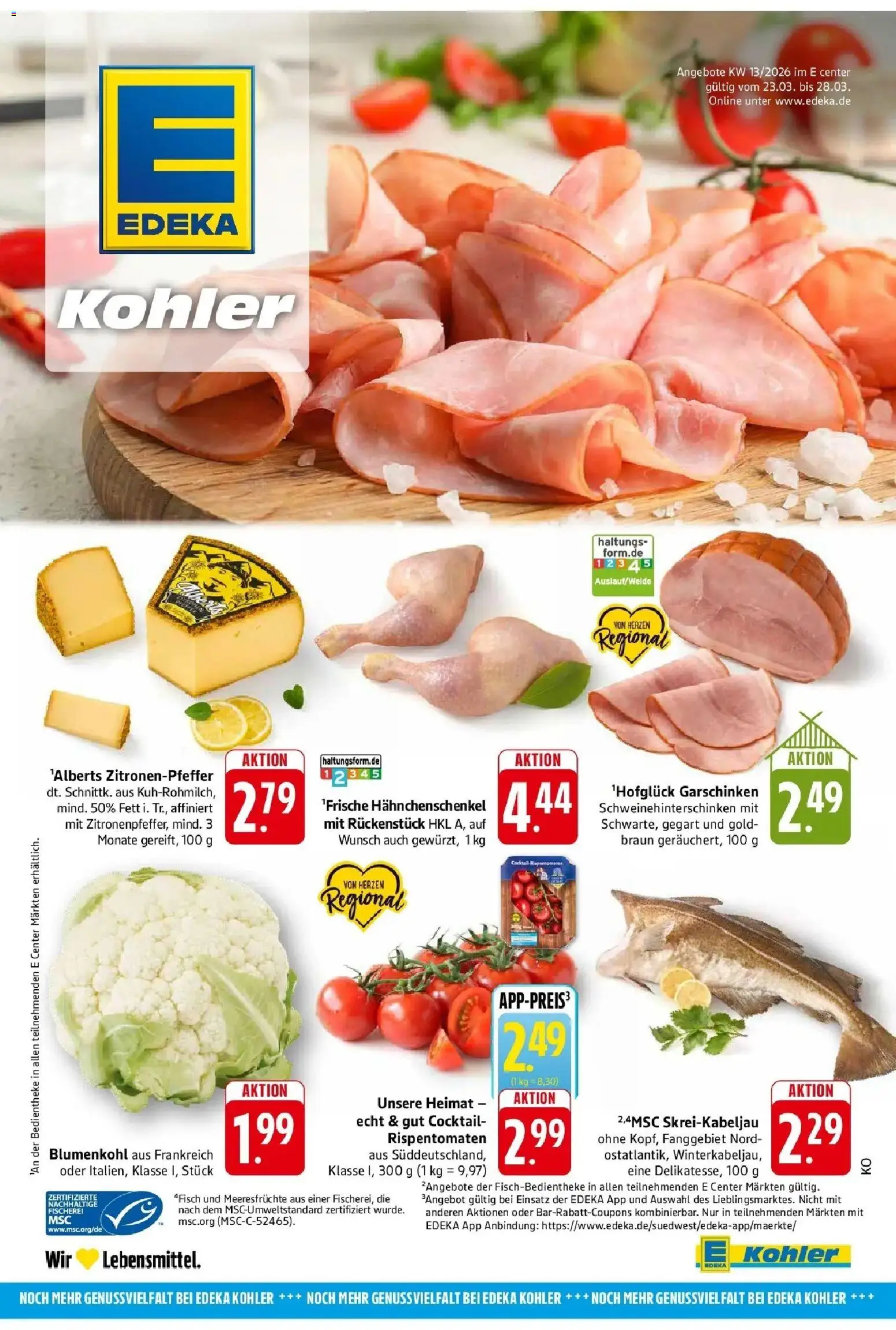E center Prospekt Offenburg	 – gültig ab 23.03.2026 | Seite: 45 | Produkte: Hahnchenschenkel, Meeresfrüchte, Blumenkohl