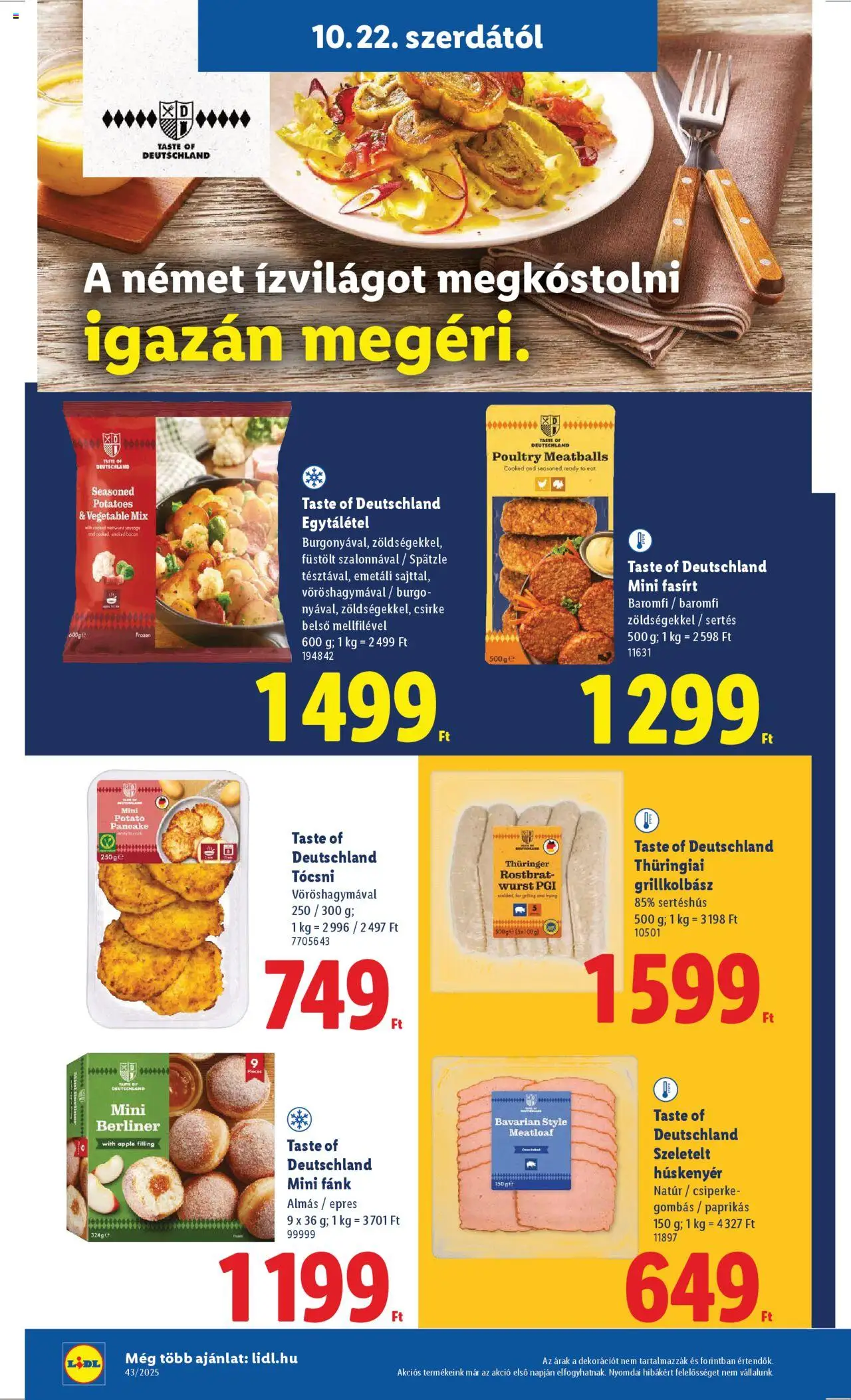 Lidl akciós ujság - amely érvényes a következő dátumtól: 22.10.2025 | Oldal: 20 | Termékek: Grillkolbász, Fánk, Sertéshús