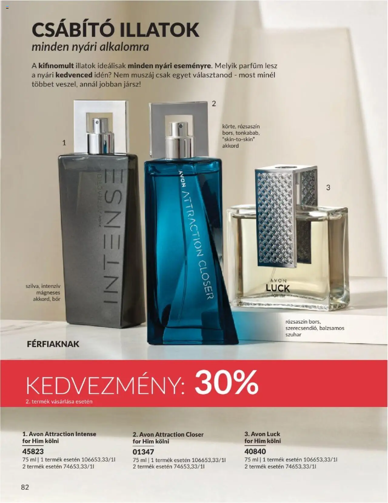 Avon akciós ujság - amely érvényes a következő dátumtól: 01.07.2025 | Oldal: 82 | Termékek: Kölni, Parfüm, Bor