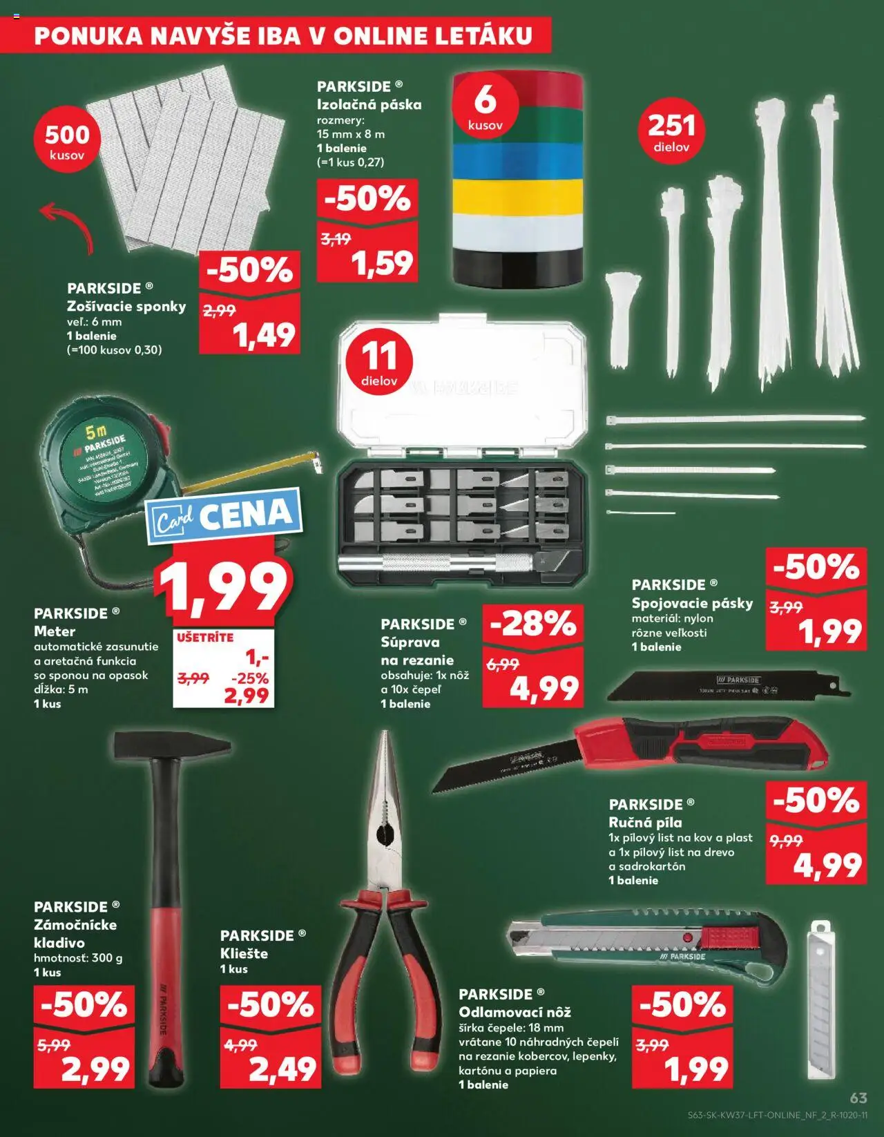 Nové Kaufland akcie – leták je platný od 11.09.2025 | Strana: 63 | Produkty: Píla, Parkside, Opasok