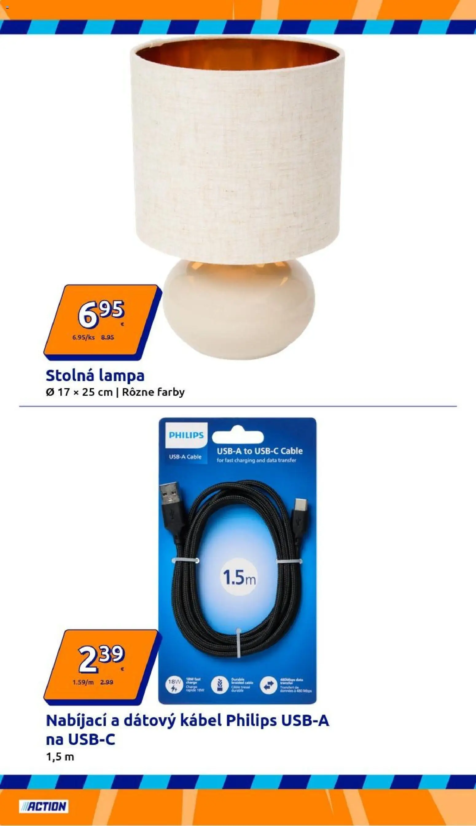 Nové Action akcie – leták je platný od 07.01.2026 | Strana: 14 | Produkty: Lampa, Stolná lampa, Kábel