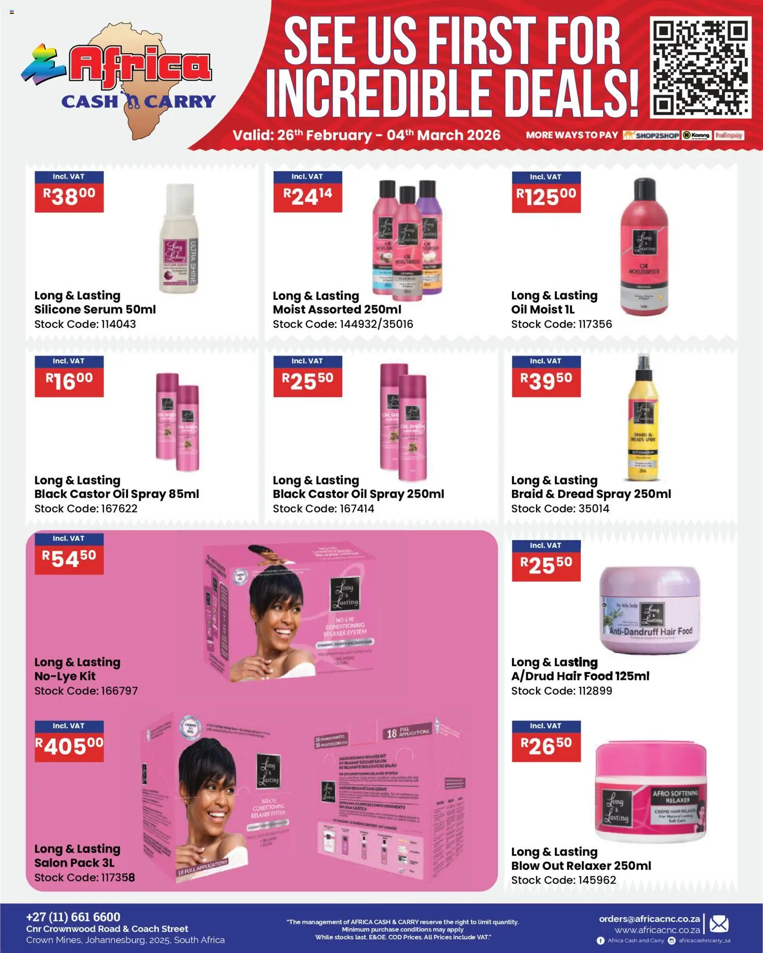 New Africa Cash & Carry catalogue – valid from 26.02.2026 | Page: 40 | Products: Serum, Oil, Stock, Relaxer
