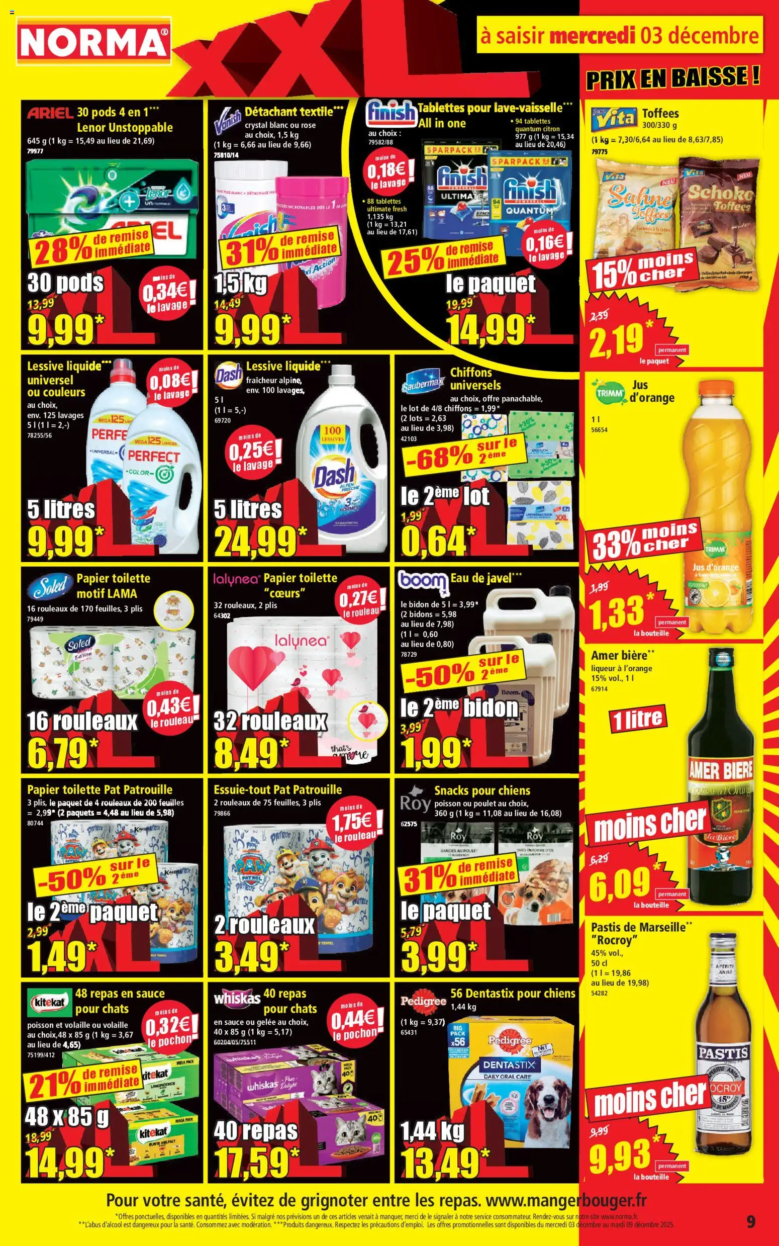 {H1} | Page: 9 | Produits: Citron, Papier toilette, Lessive Liquide, Bière