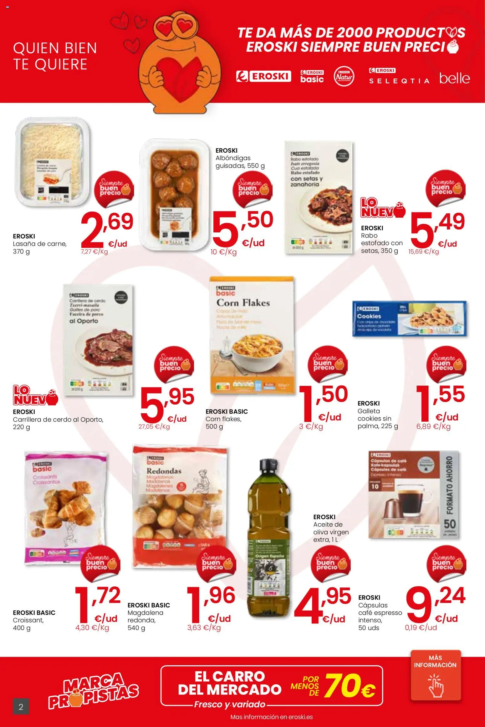 Eroski - Siempre a buen precio city │ válido desde el 12.02.2026 | Página: 2 | Productos: Café, Cerdo, Aceite de oliva, Lasaña