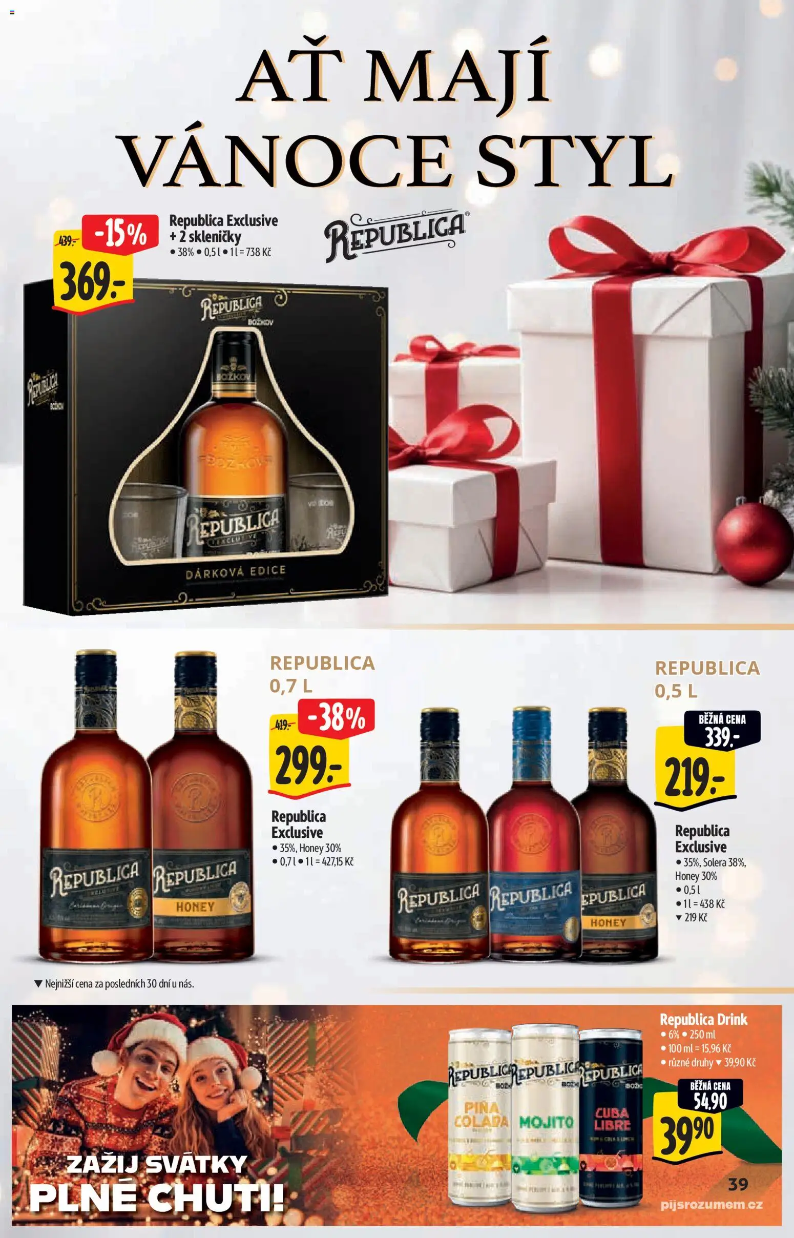 Albert katalog - Supermarket od 12.11.2025 | Strana: 39 | Produkty: Božkov Republica, Mojito, Božkov, Skleničky