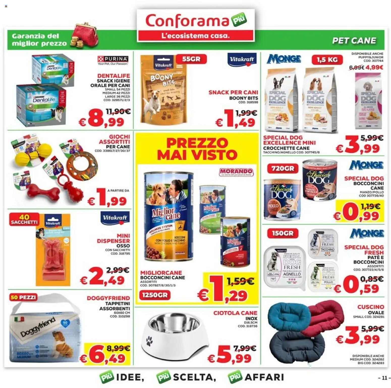 Volantino Conforama del 09.04.2026 | Pagina: 11 | Prodotti: Tacchino, Crocchette cane, Agnello, Ciotola