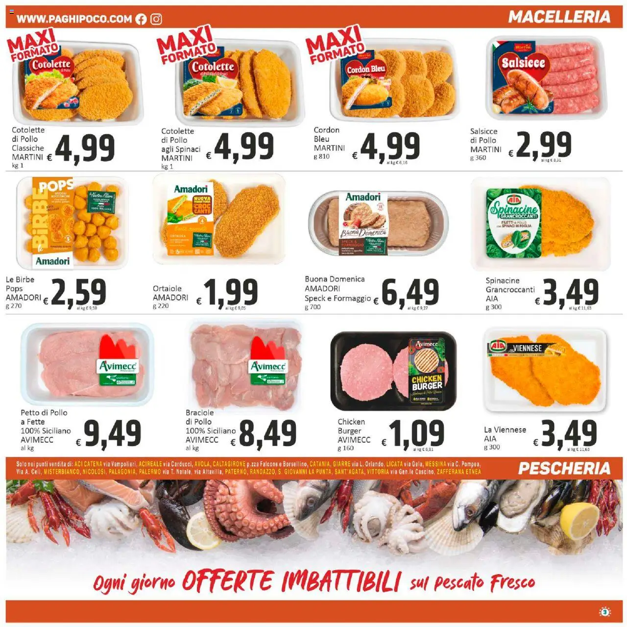 Volantino Paghi Poco del 29.08.2025 | Pagina: 3 | Prodotti: Speck, Petto di Pollo, Formaggio, Spinaci