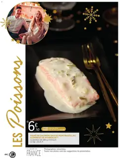 E.Leclerc - Prévisualisation de PAVÉ DE SAUMON SAUCE MONTBAZILLAC & ÉMINCÉ DE POIREAUX, Portion of salmon with Montbazillac sauce and minced leeks, minimum 280 g. valide à partir de 02.12.2025 | Page: 44 | Produits: Pavé de saumon, Poireaux, Saumon