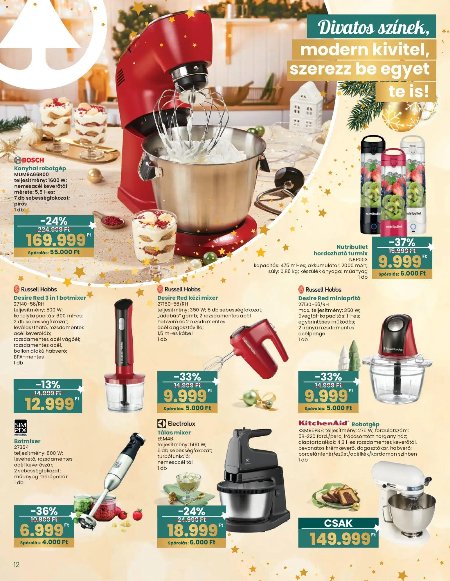 Interspar akciós ujság - amely érvényes a következő dátumtól: 20.12.2025 | Oldal: 12 | Termékek: Kézi mixer, Botmixer, Akkumulátor, Konyhai robotgép